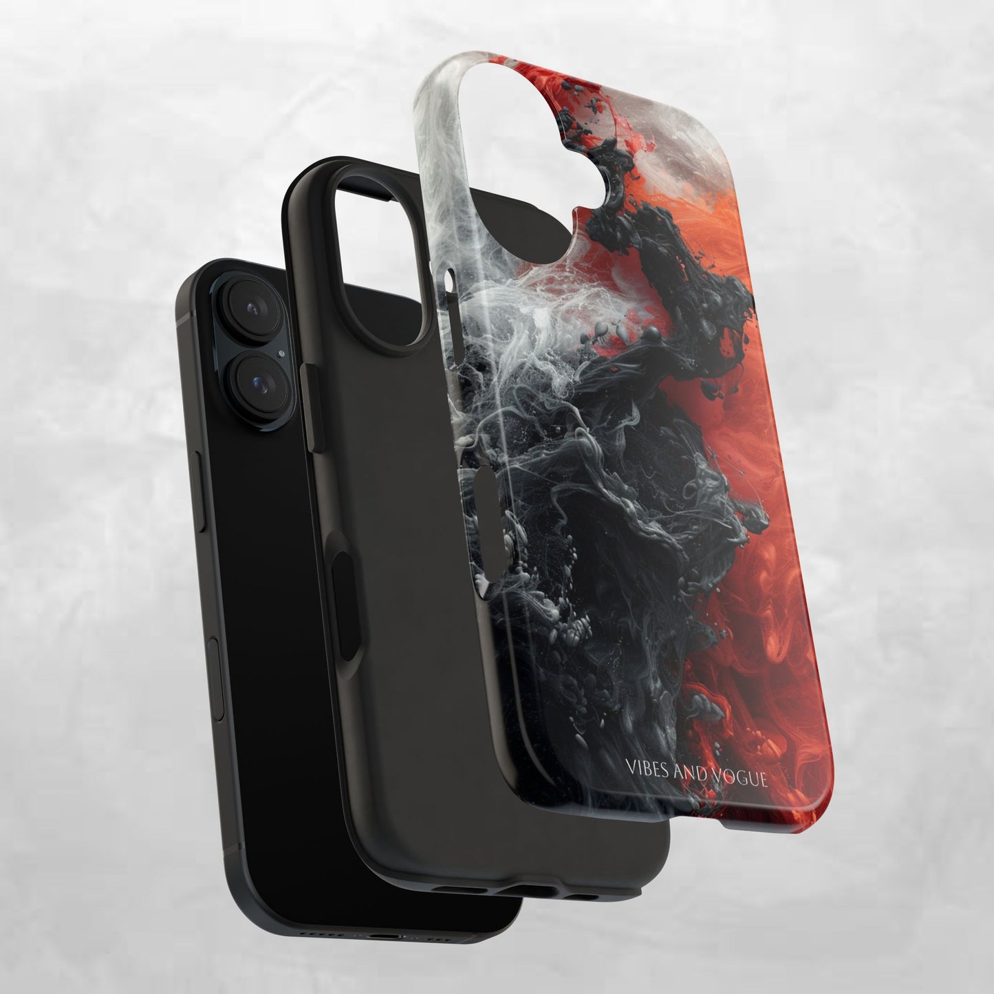 Abstract Red & Black Smoke Tough Phone Case — Vibes and Vogue Protective Cover