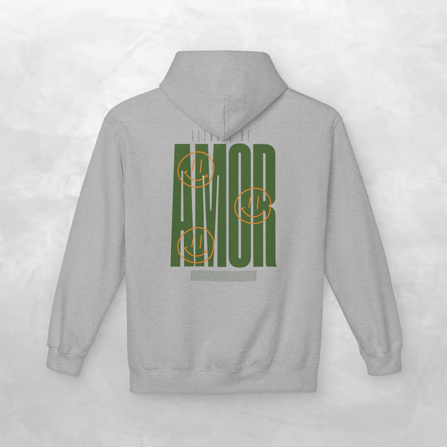 Amor Graphic Hoodie — Green Vintage Script Love Design