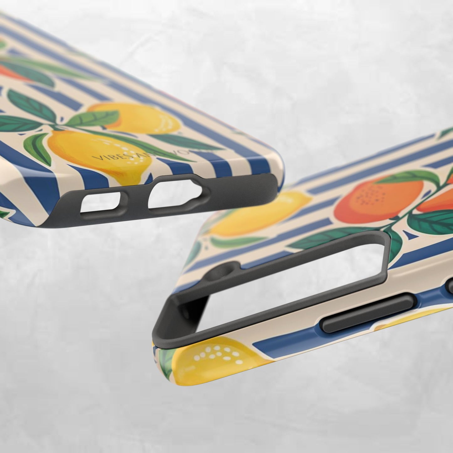 Lemon & Orange Stripe Tough Phone Case — Vibrant Citrus Pattern Protective Cover