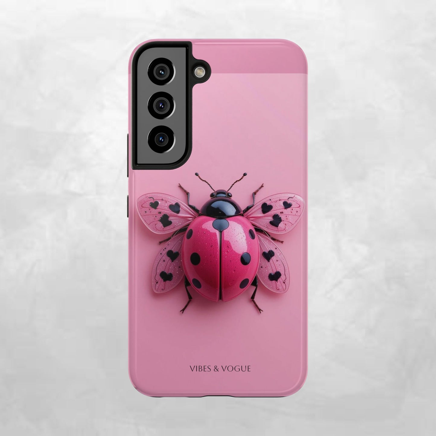 Pink Ladybug Tough Phone Case, Cute Phone Cover, Bug Lover Gift, Durable Smartphone Shell, Protective Tech Accessory