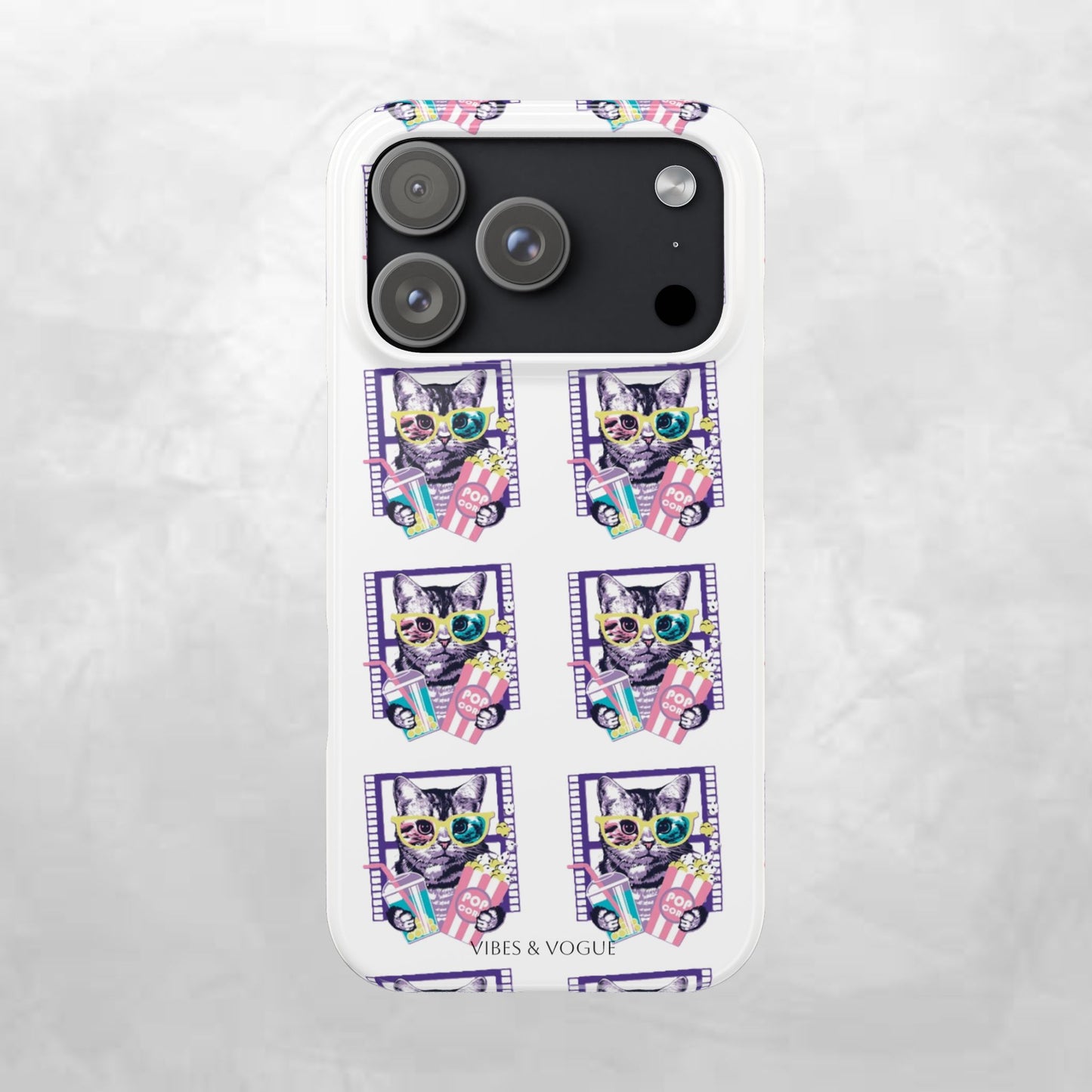 Cat Lover's Slim Phone Cases, Cute Cat Phone Covers, Pet-Themed Accessories, Gifts for Cat Lovers, Vibrant Patterned Cases