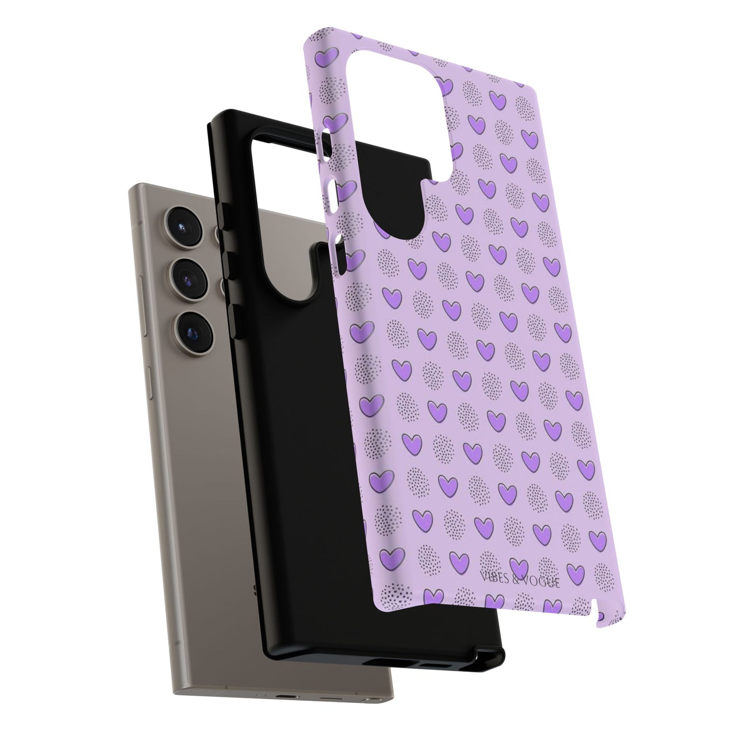 Purple Heart Pattern Phone Case - Tough Cases for a Stylish & Protective Vibe
