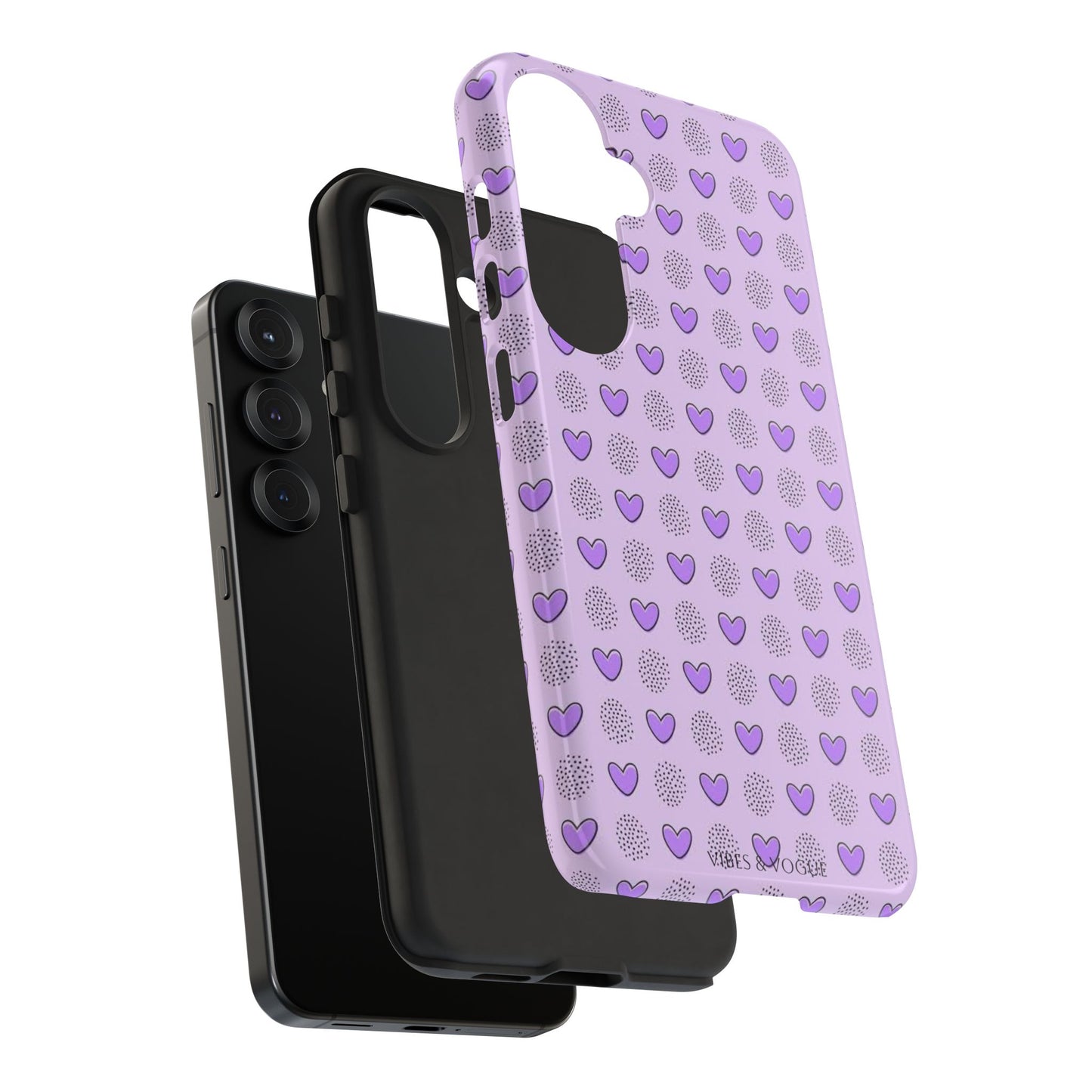 Purple Heart Pattern Phone Case - Tough Cases for a Stylish & Protective Vibe