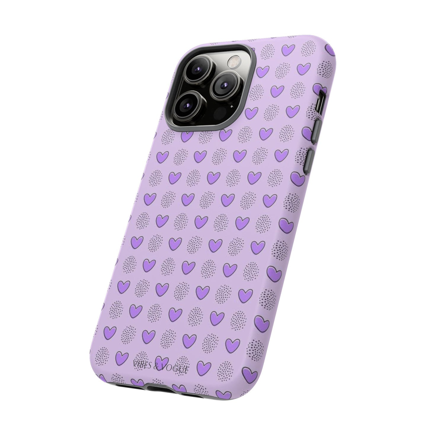 Purple Heart Pattern Phone Case - Tough Cases for a Stylish & Protective Vibe