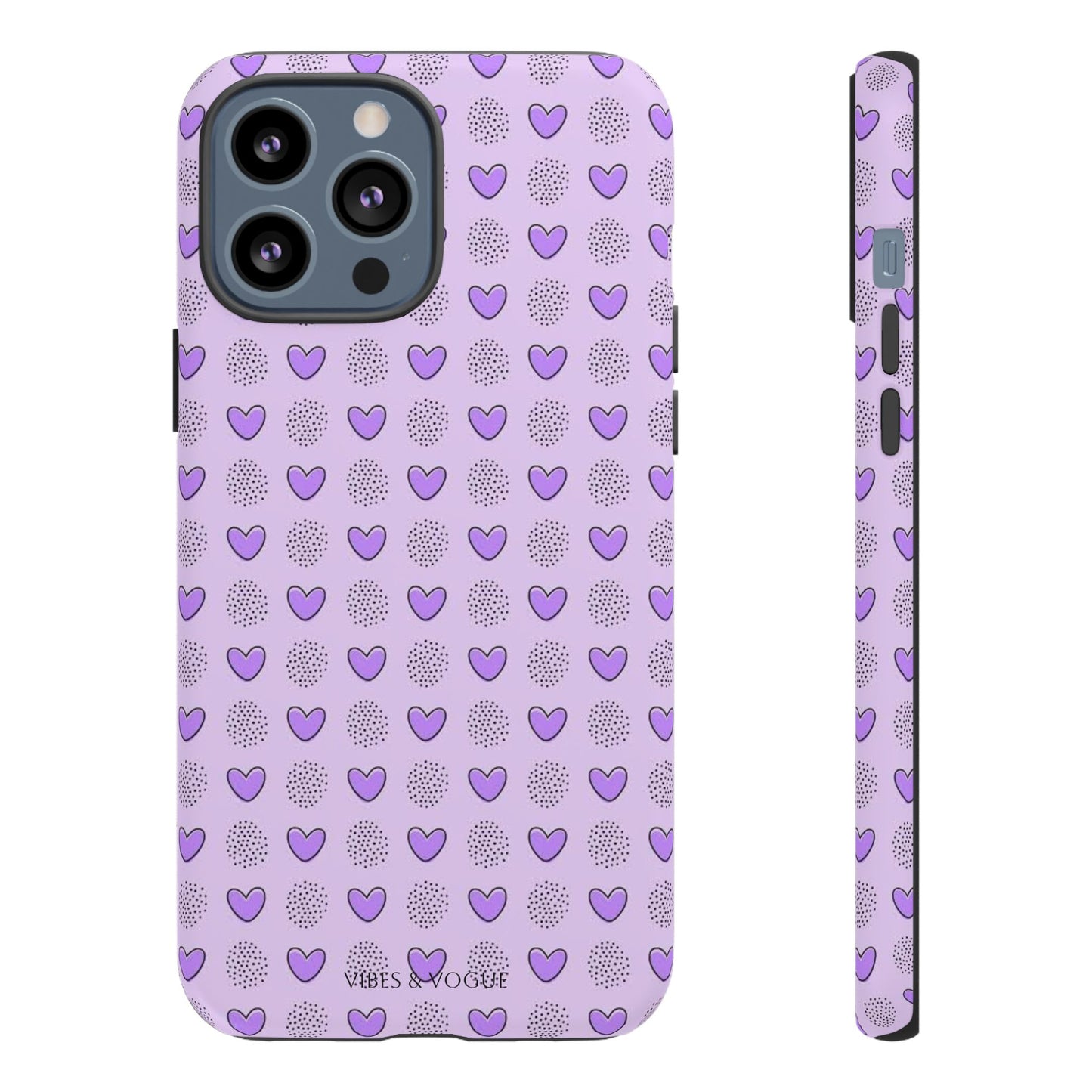 Purple Heart Pattern Phone Case - Tough Cases for a Stylish & Protective Vibe