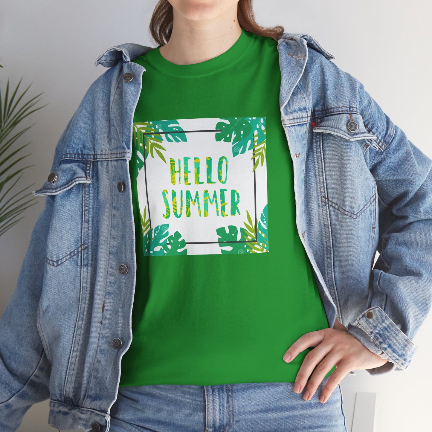 Hello Summer Unisex Heavy Cotton Tee – Tropical Vibe Summer Shirt