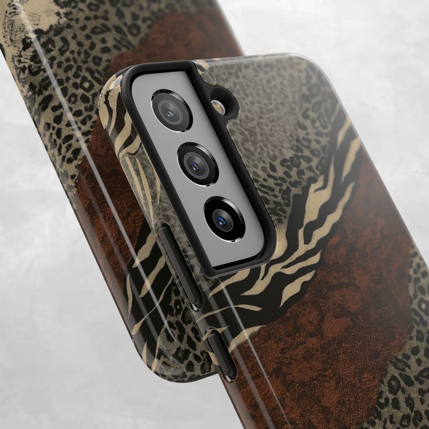 Safari Patchwork Tough Phone Case — Brown Leopard & Zebra Animal Print