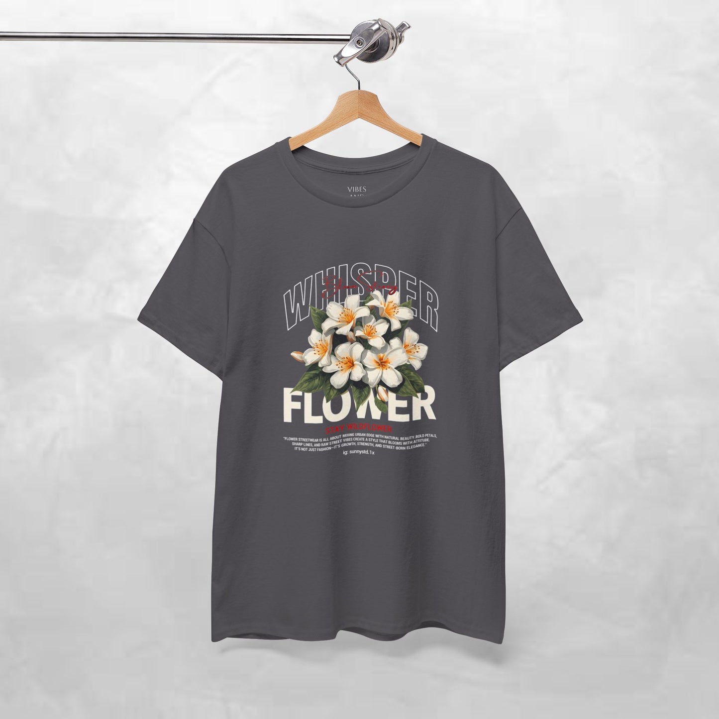 Floral "Whisper Flower" Graphic Tee — Vintage Plumeria Blossom Shirt