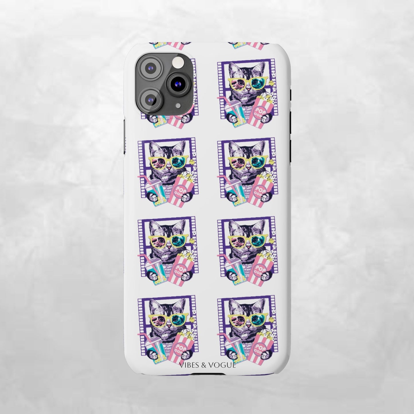 Cat Lover's Slim Phone Cases, Cute Cat Phone Covers, Pet-Themed Accessories, Gifts for Cat Lovers, Vibrant Patterned Cases