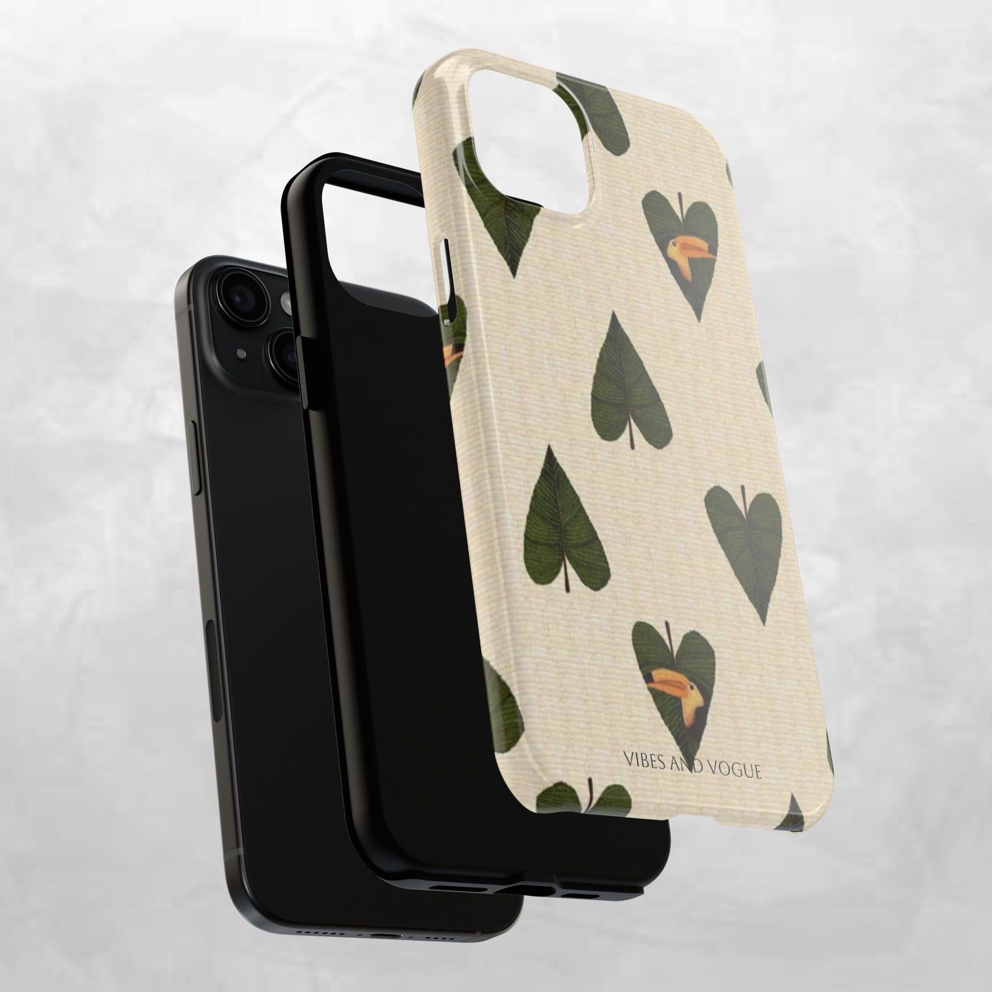 Tough Phone Case — Green Leaf Heart Pattern Tough Phone Case (Vibes and Vogue)
