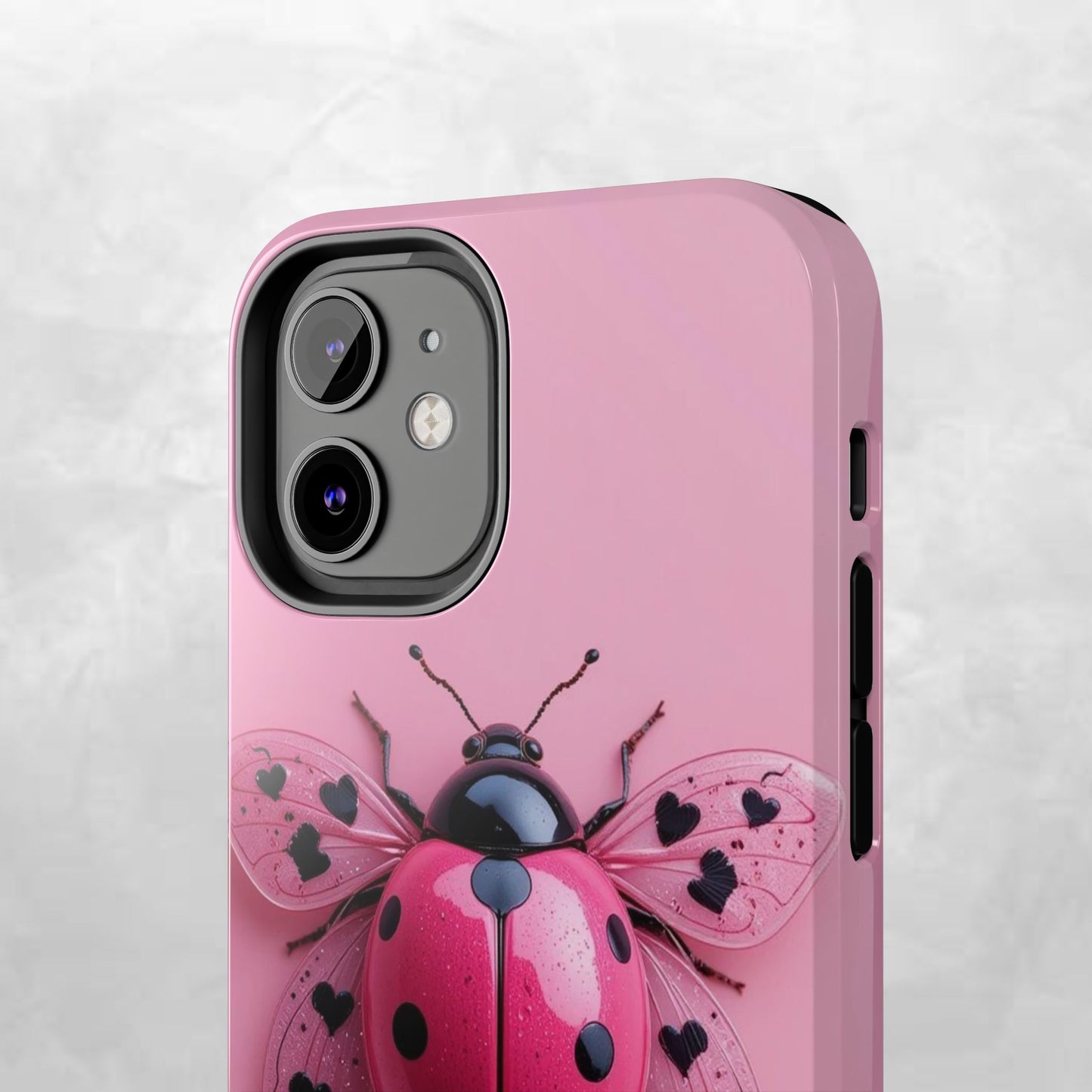 Pink Ladybug Tough Phone Case, Cute Phone Cover, Bug Lover Gift, Durable Smartphone Shell, Protective Tech Accessory