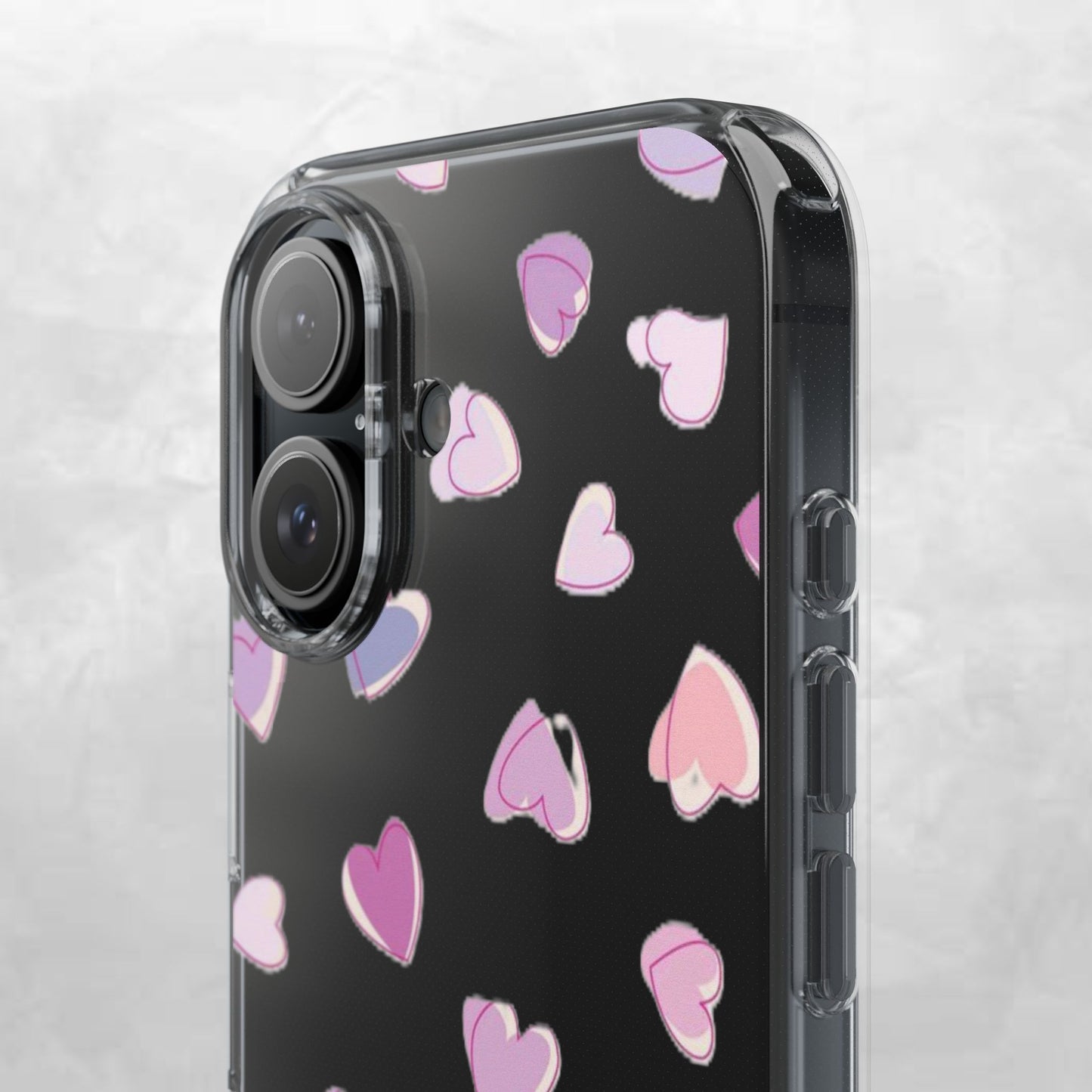 Heart Pattern Clear Case, Cute Phone Cover, Valentine's Day Gift, Trendy Phone Accessory, Love Theme Case