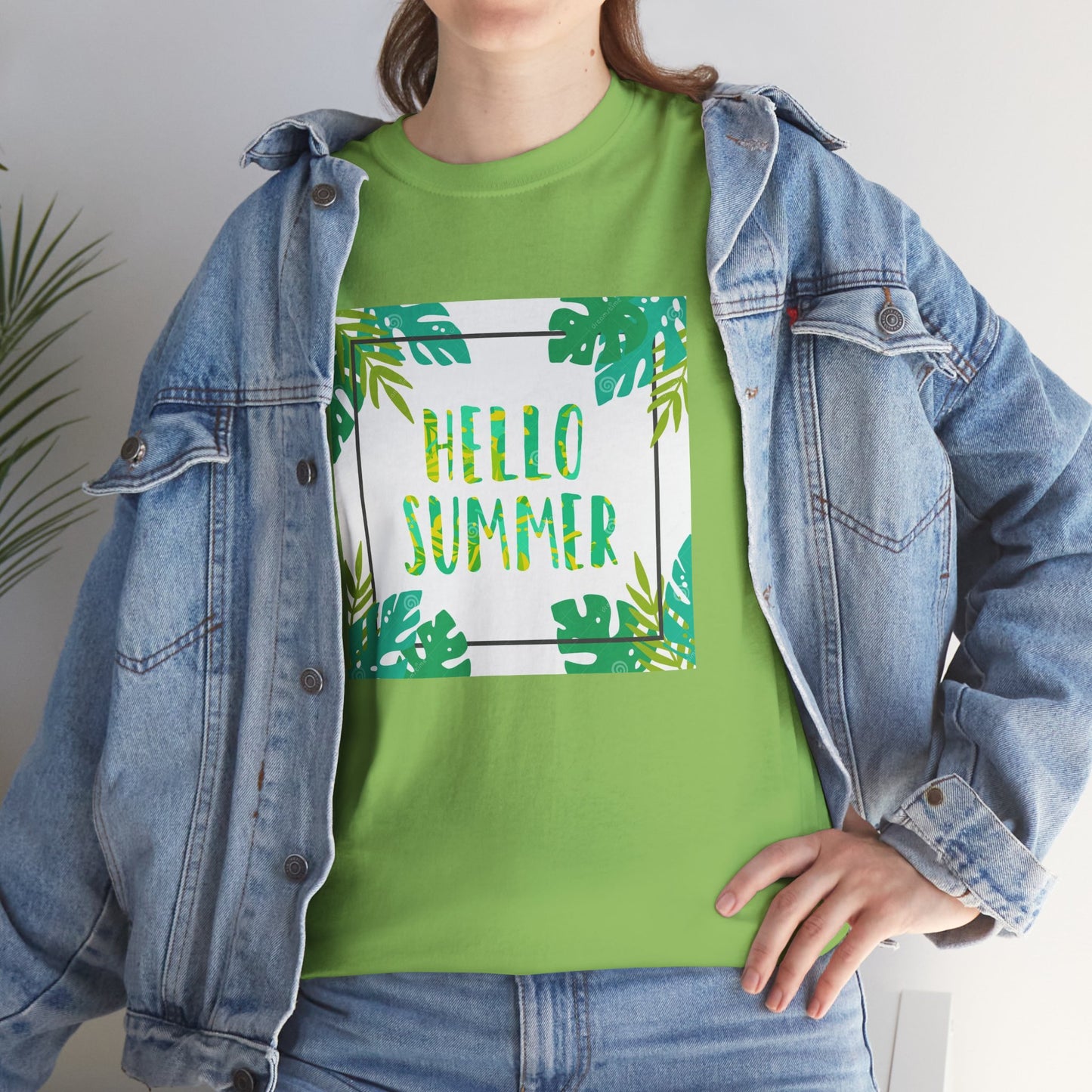 Hello Summer Unisex Heavy Cotton Tee – Tropical Vibe Summer Shirt