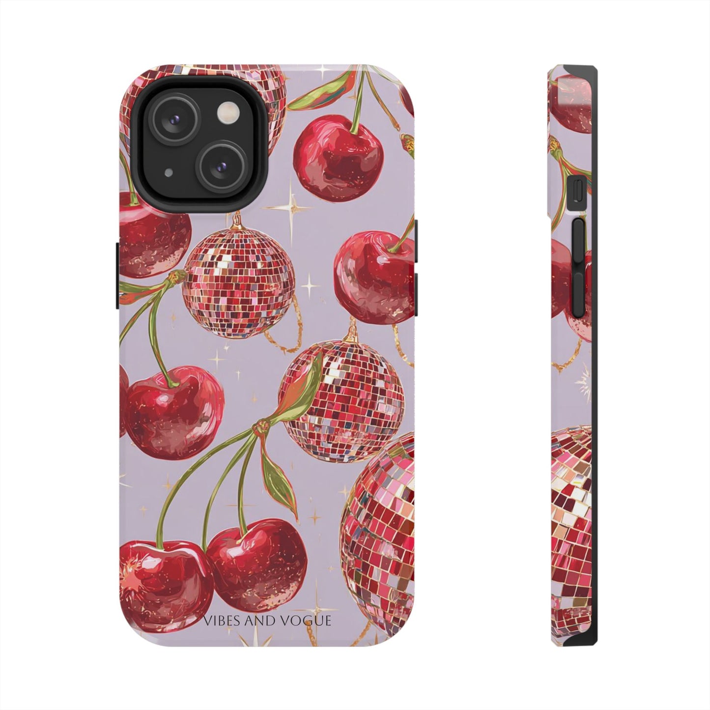 Disco Cherry Tough Phone Case — Retro Sparkle iPhone Protection
