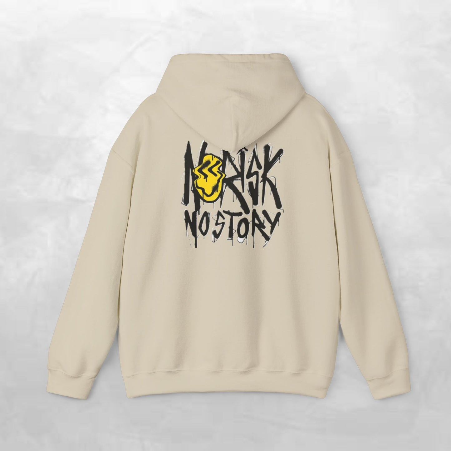 Unisex Heavy Blend Hooded Sweatshirt, Cozy Casual Wear, Trendy Street Style, Gift for Friends, Vibes & Vogue Design, Norisk No Story Hoodie