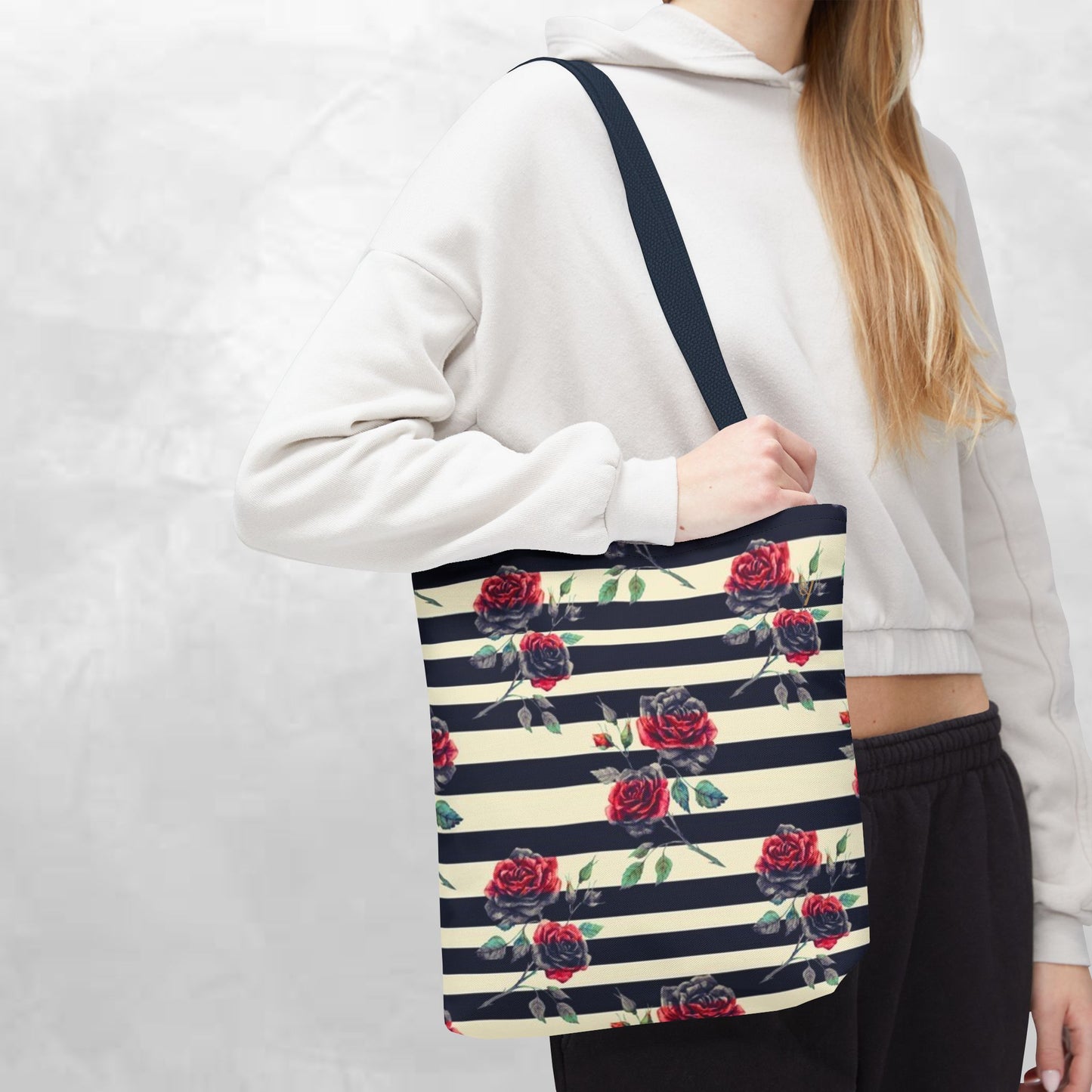 Chic Floral Tote Bag, Stylish Eco-Friendly Bag, Rose Pattern Shopping Tote, Gift for Her, Everyday Handbag, Floral Fashion