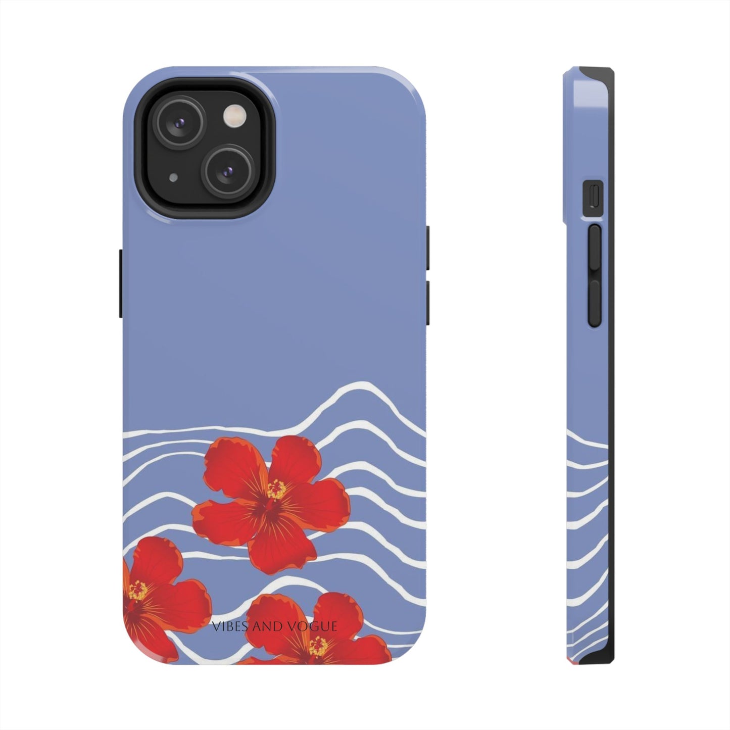 Tough Phone Case — Red Hibiscus Waves (Durable Protective Phone Cover)