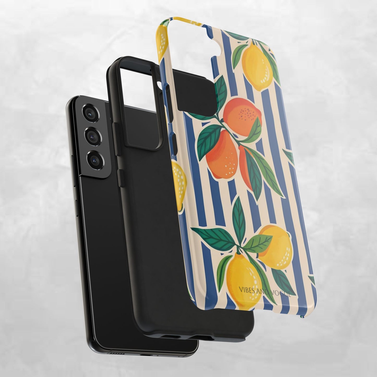 Lemon & Orange Stripe Tough Phone Case — Vibrant Citrus Pattern Protective Cover