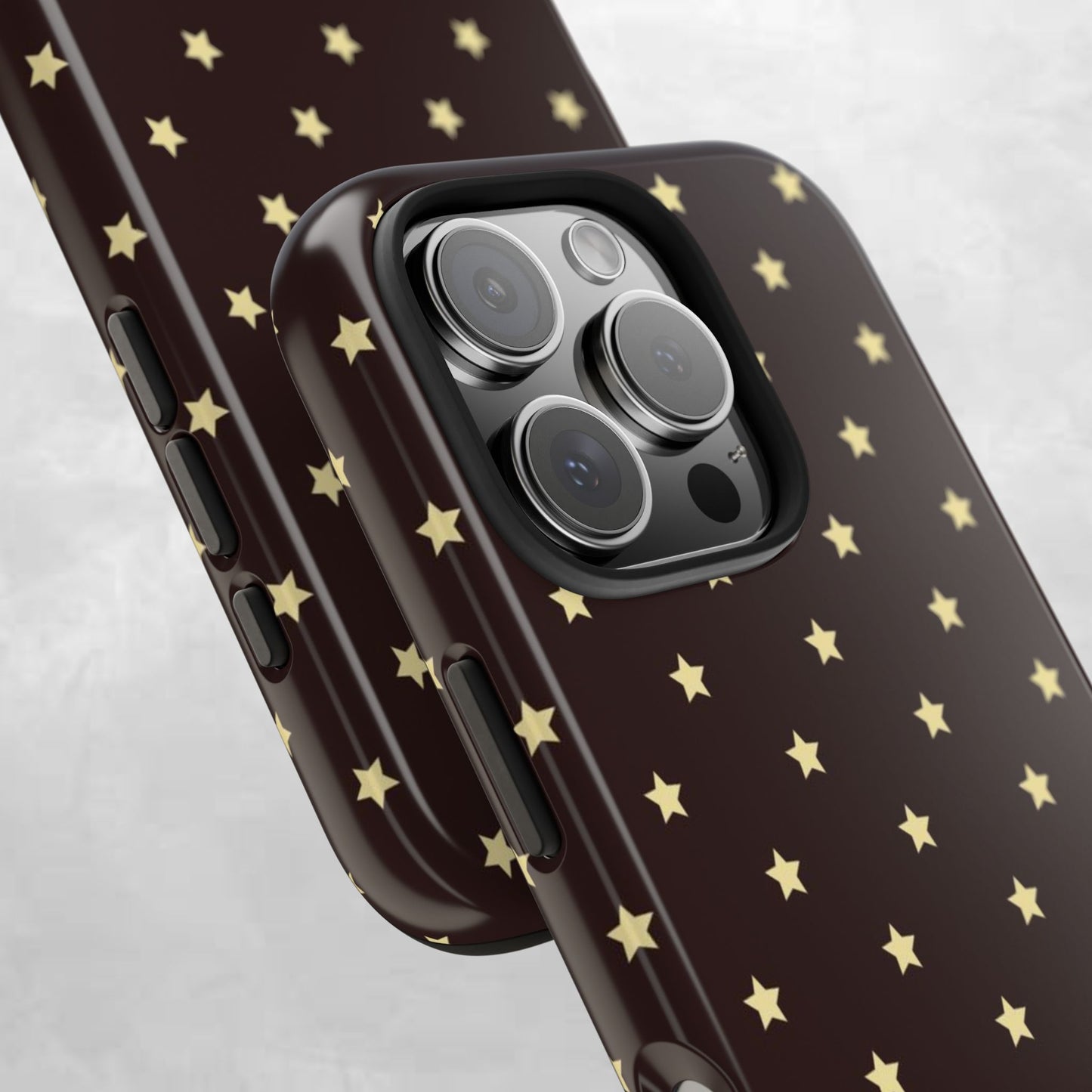 Star Pattern Tough Phone Case — Gold Stars on Chocolate Brown
