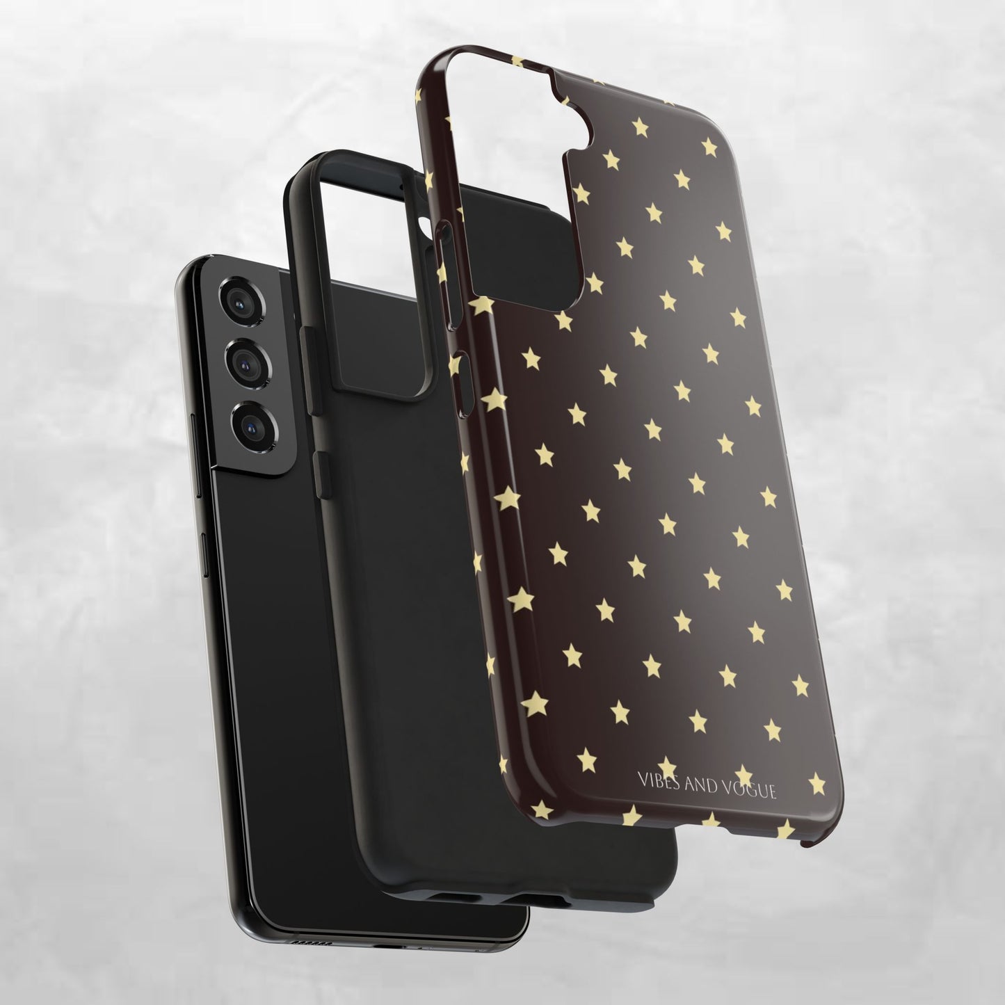 Star Pattern Tough Phone Case — Gold Stars on Chocolate Brown
