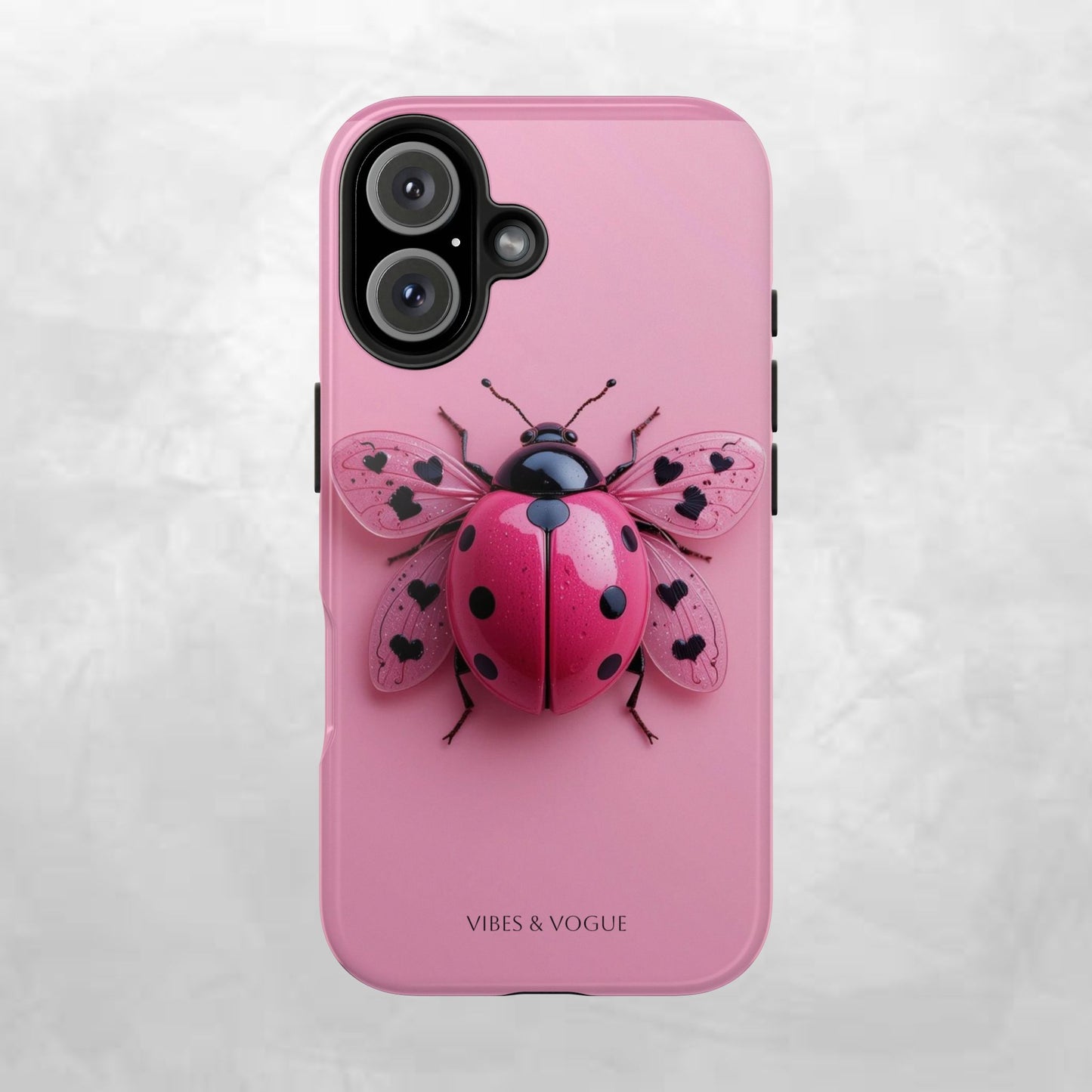 Pink Ladybug Tough Phone Case, Cute Phone Cover, Bug Lover Gift, Durable Smartphone Shell, Protective Tech Accessory