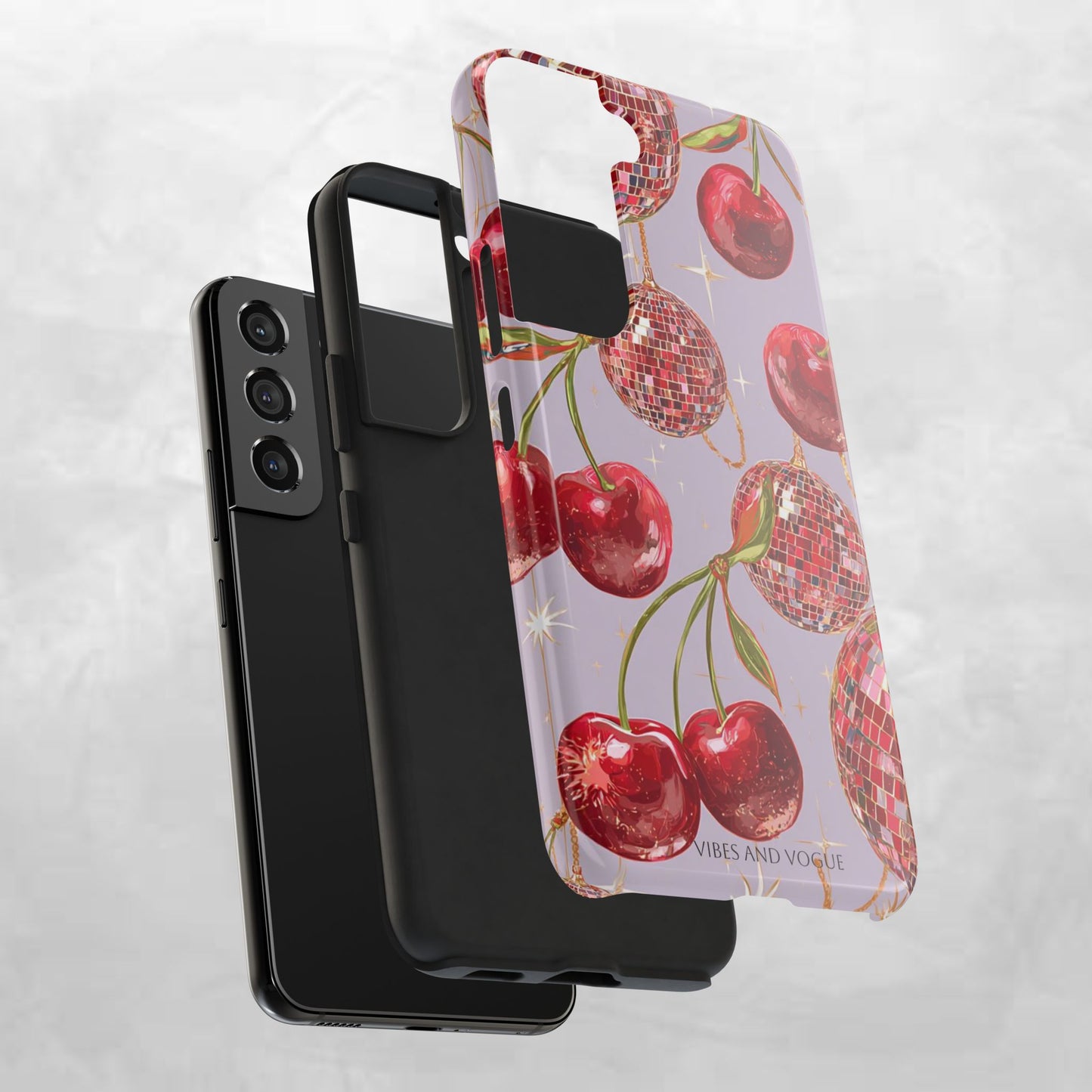 Disco Cherry Tough Phone Case — Retro Sparkle iPhone Protection