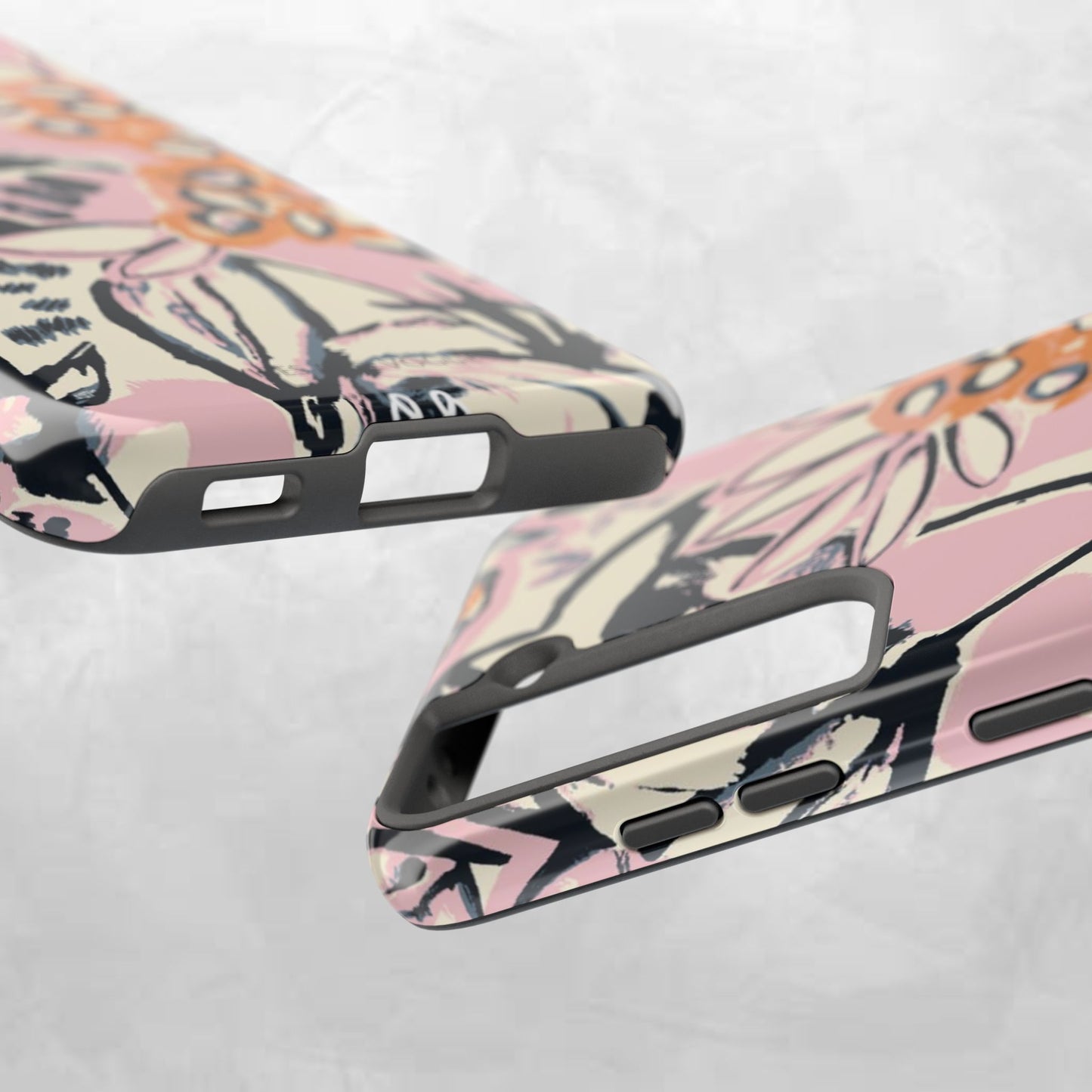 Purple Ocean Creatures Tough Phone Case — Jellyfish, Turtle & Floral Protective Cover
