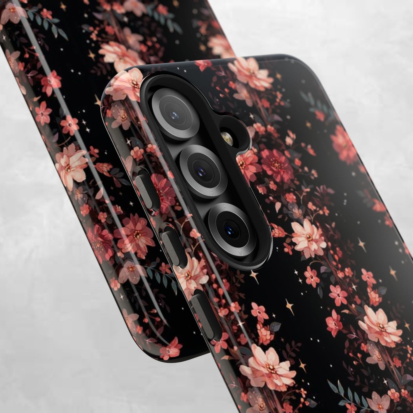 Floral Galaxy Phone Case – Dark Pink Blossom Tough Protective Case