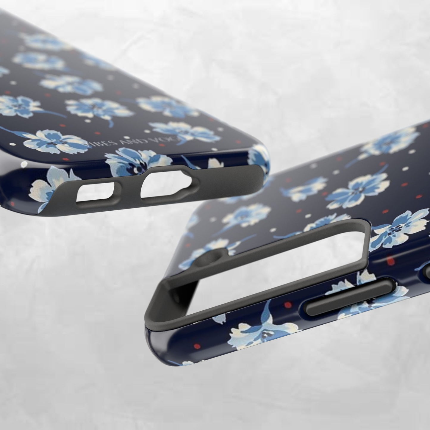 Floral Navy Tough Phone Case — Blue Blossom Protective Phone Cover