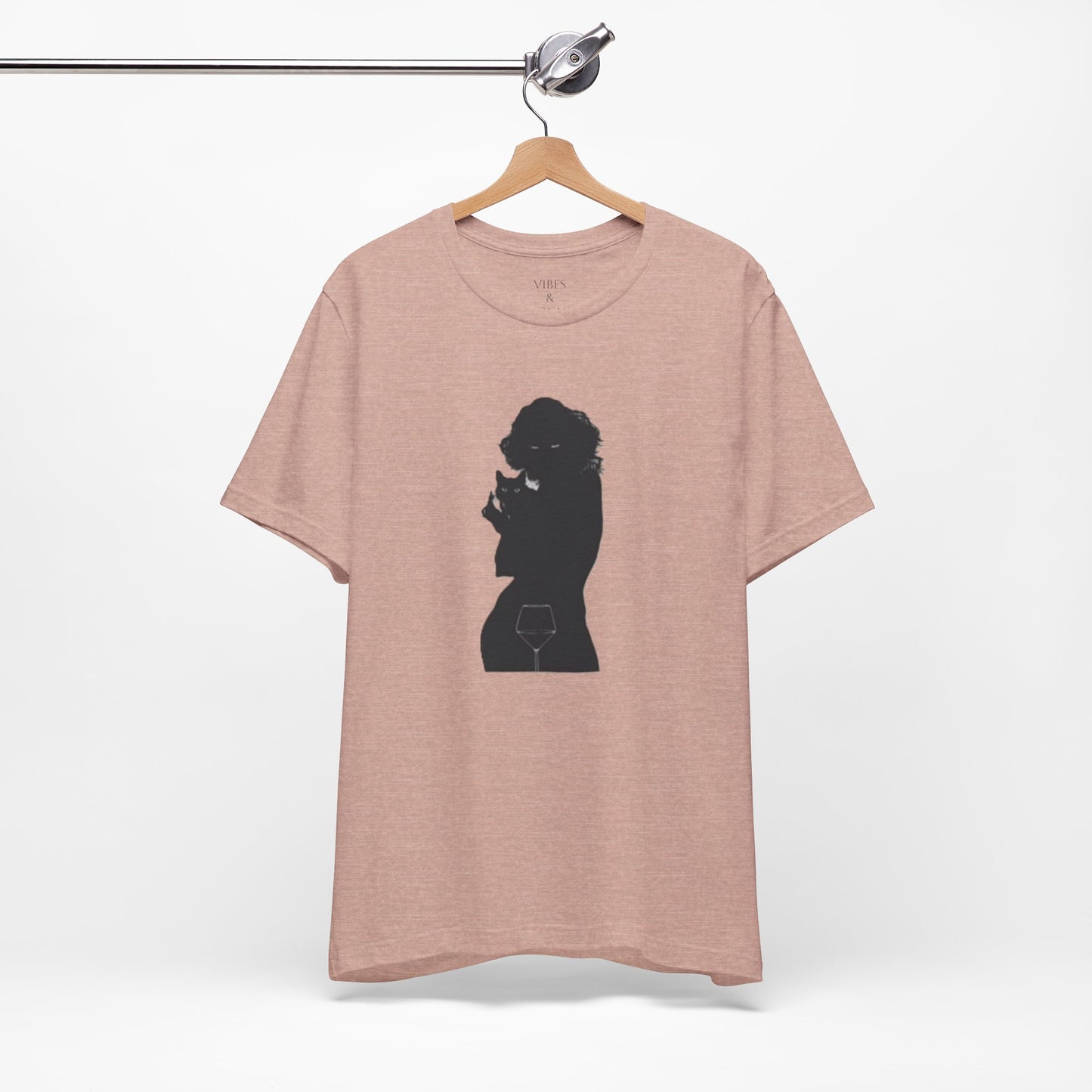 Unisex Silhouette Tee for Stylish Nights, Trendy Casual Wear, Gift for Her, Wine Lover Shirt, Cozy Evening Outfit