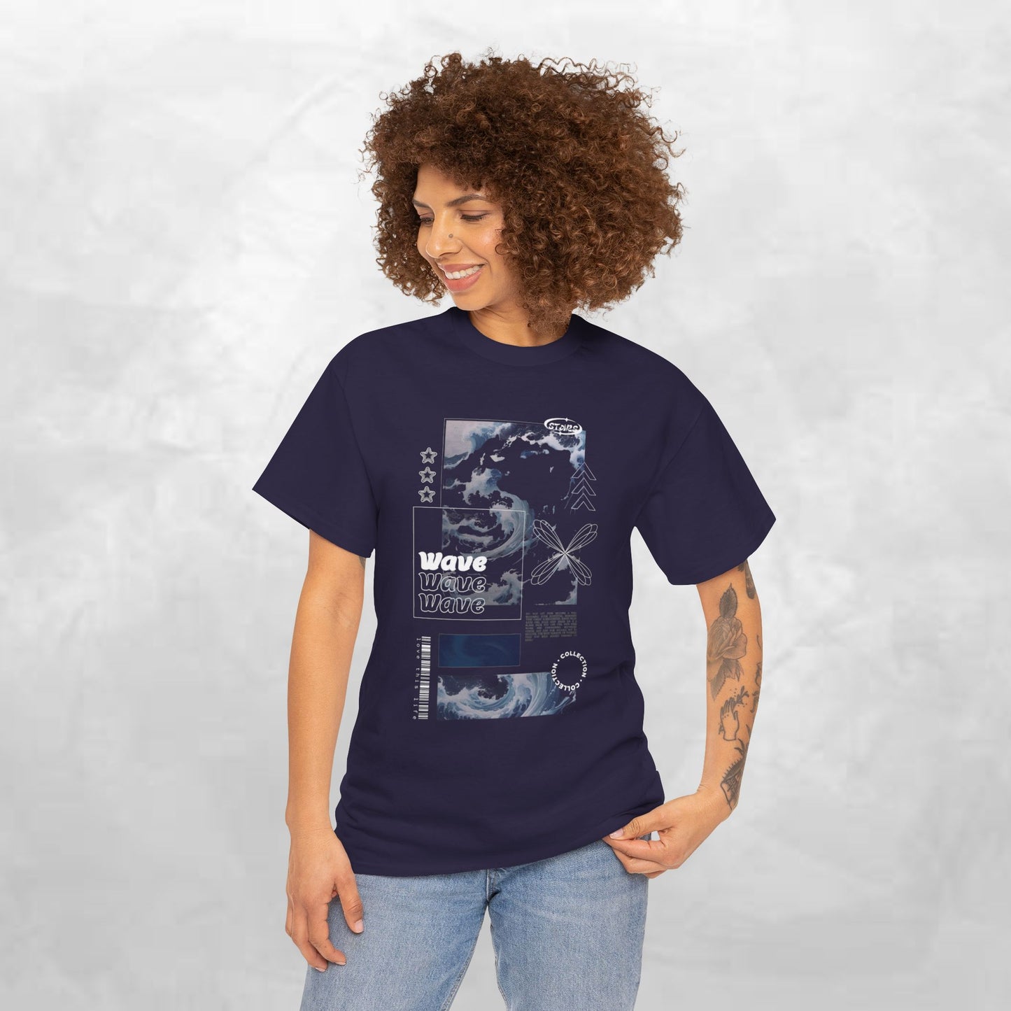 Wave Graphic Tee — Retro Surf Collage T-Shirt