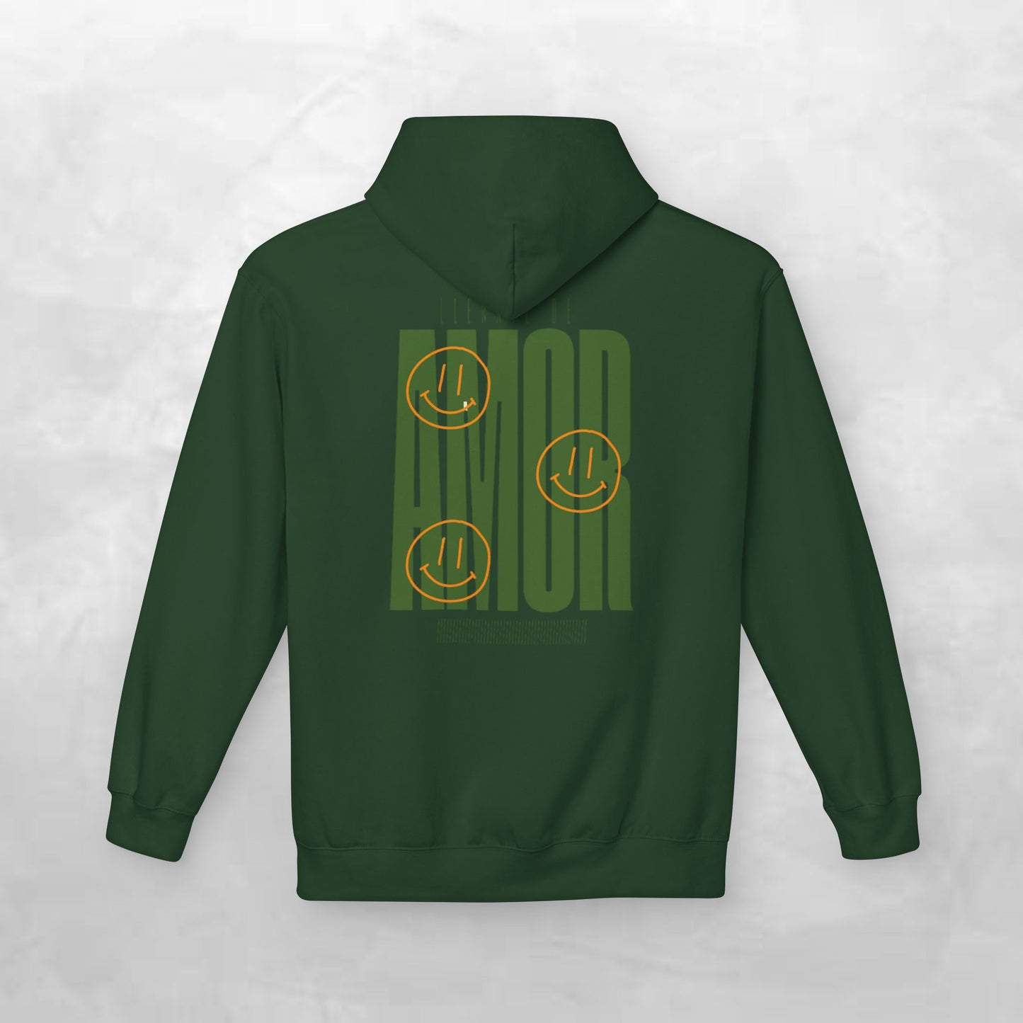 Amor Graphic Hoodie — Green Vintage Script Love Design