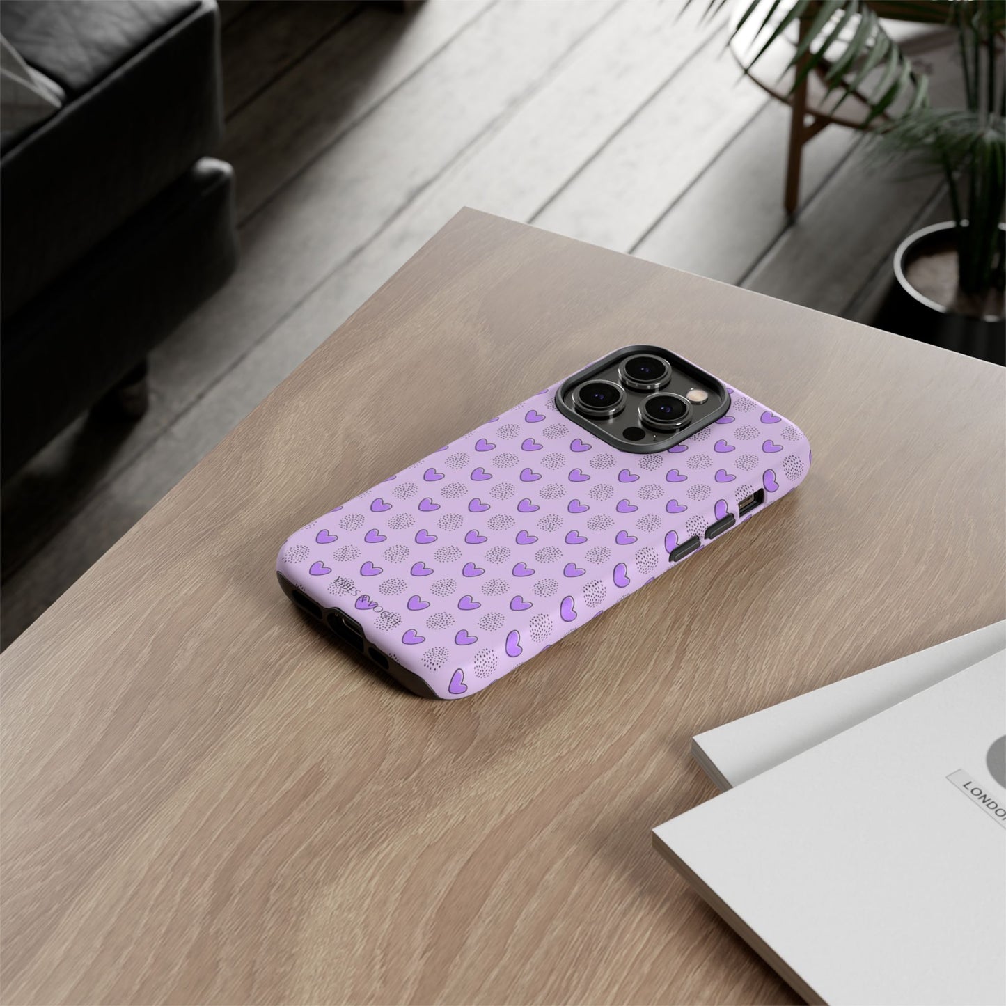 Purple Heart Pattern Phone Case - Tough Cases for a Stylish & Protective Vibe