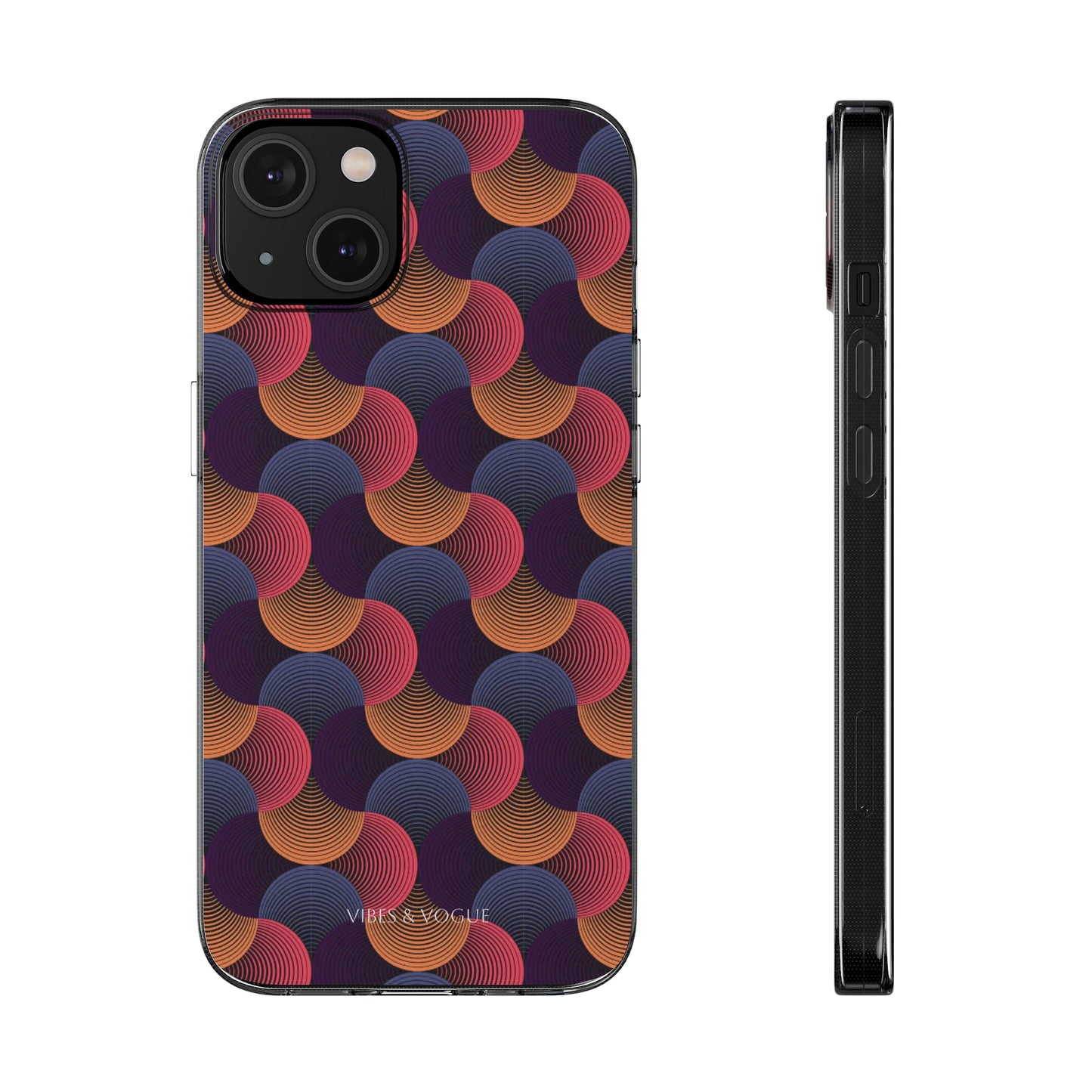Colorful Retro Wave Clear Silicone Phone Case