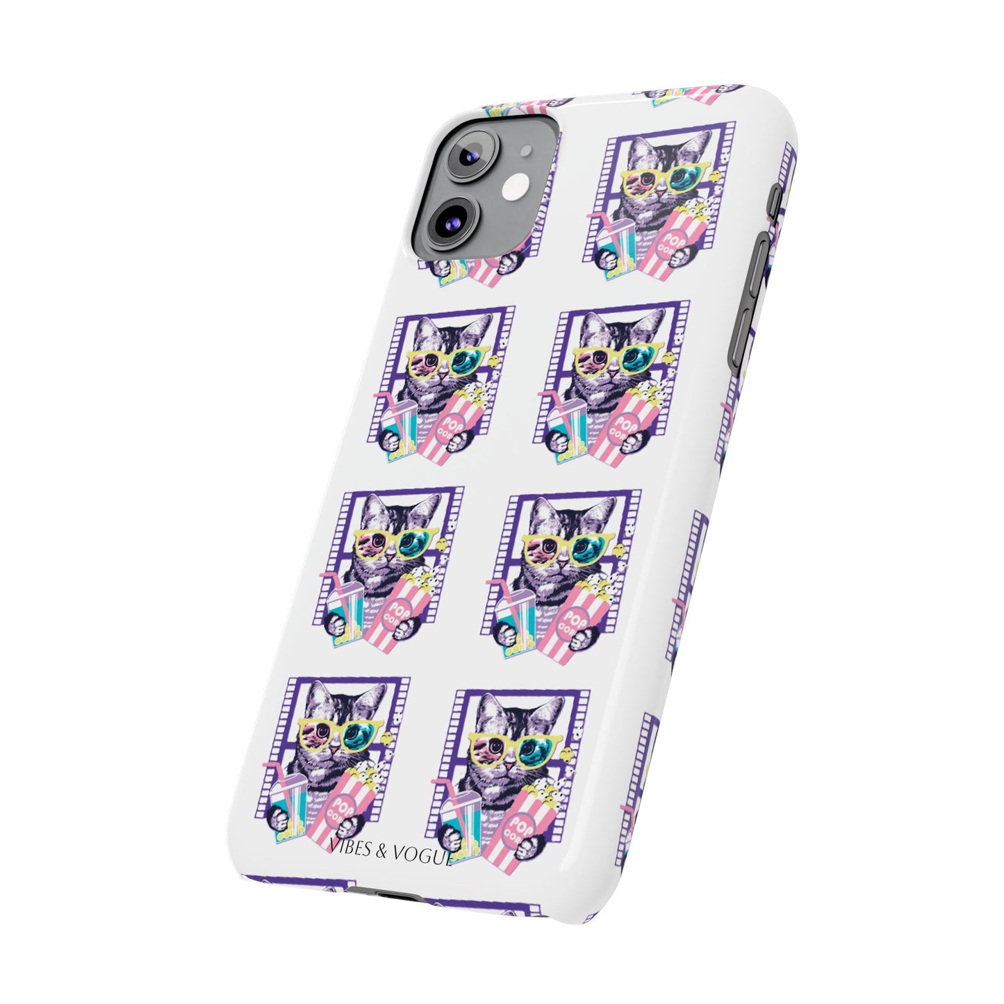 Cat Lover's Slim Phone Cases, Cute Cat Phone Covers, Pet-Themed Accessories, Gifts for Cat Lovers, Vibrant Patterned Cases