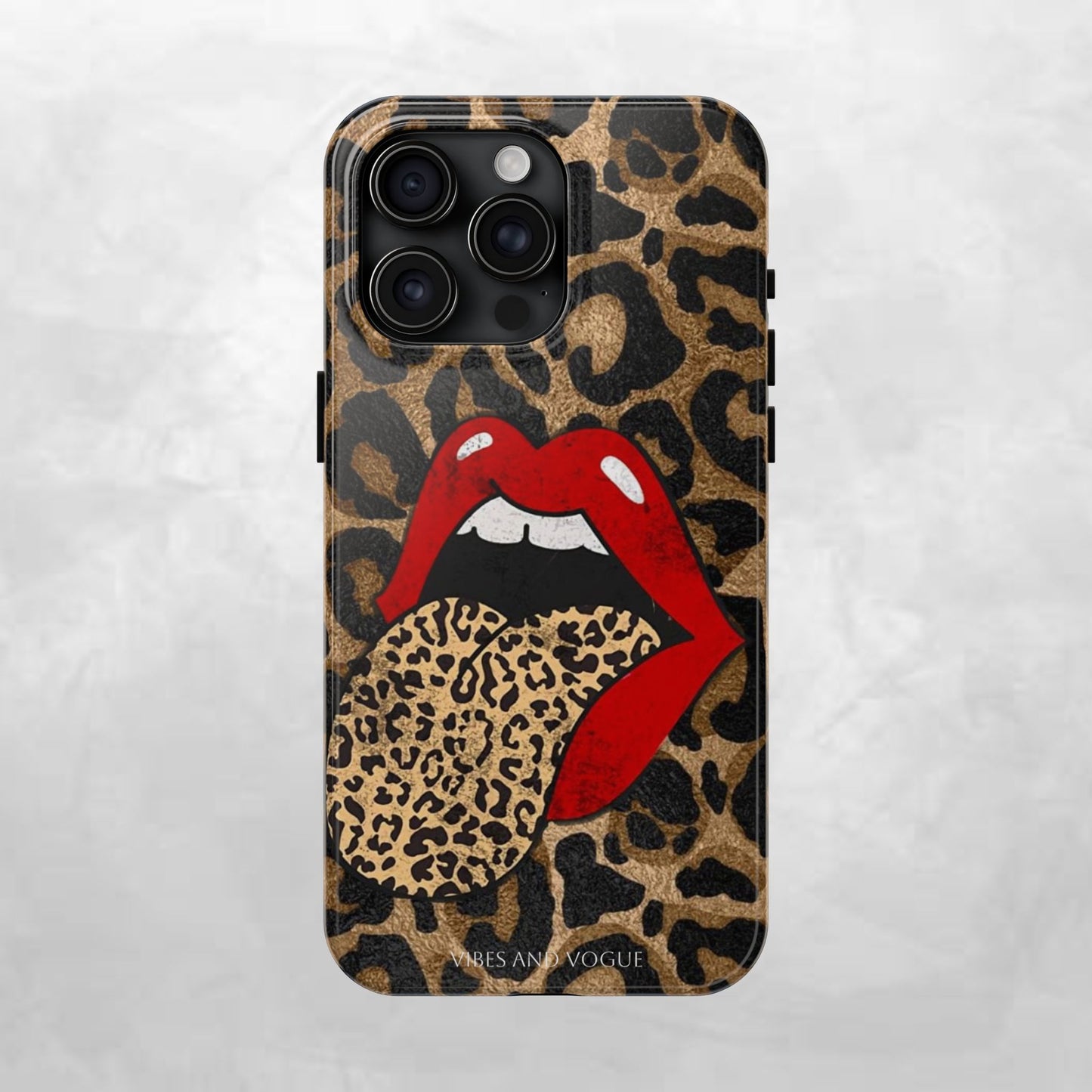 Leopard Lip Tough Phone Case — Bold Animal Print Phone Cover