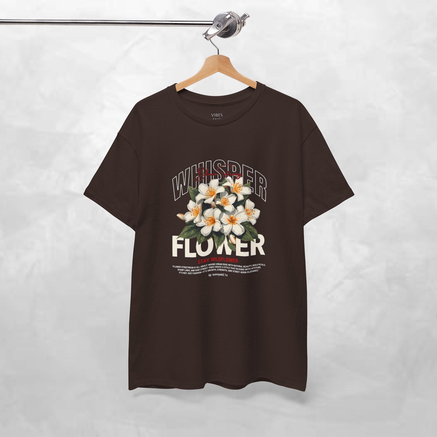 Floral "Whisper Flower" Graphic Tee — Vintage Plumeria Blossom Shirt