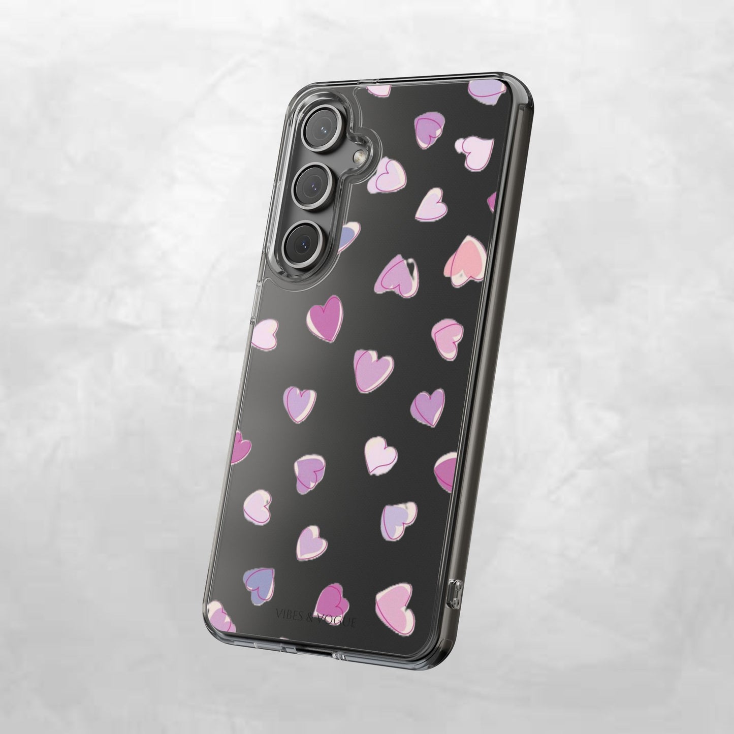 Heart Pattern Clear Case, Cute Phone Cover, Valentine's Day Gift, Trendy Phone Accessory, Love Theme Case