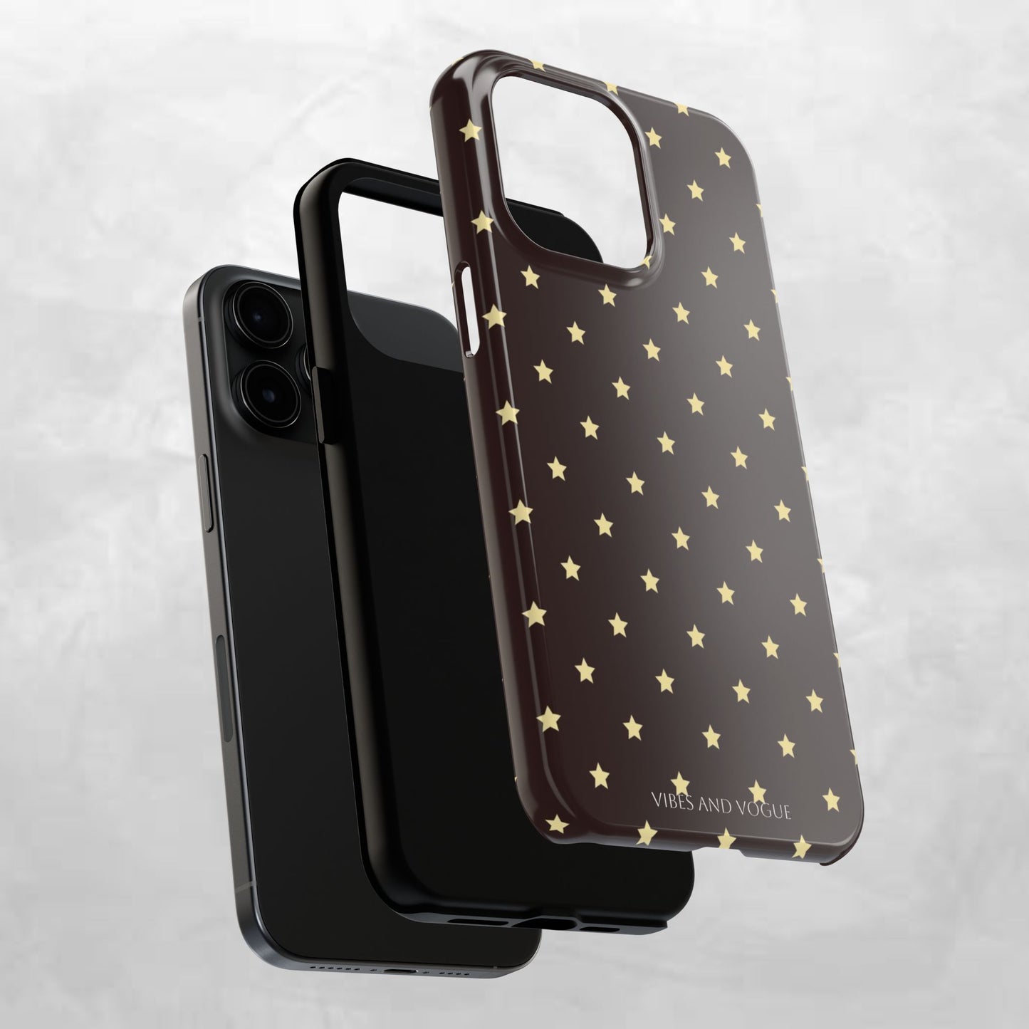 Star Pattern Tough Phone Case — Gold Stars on Chocolate Brown