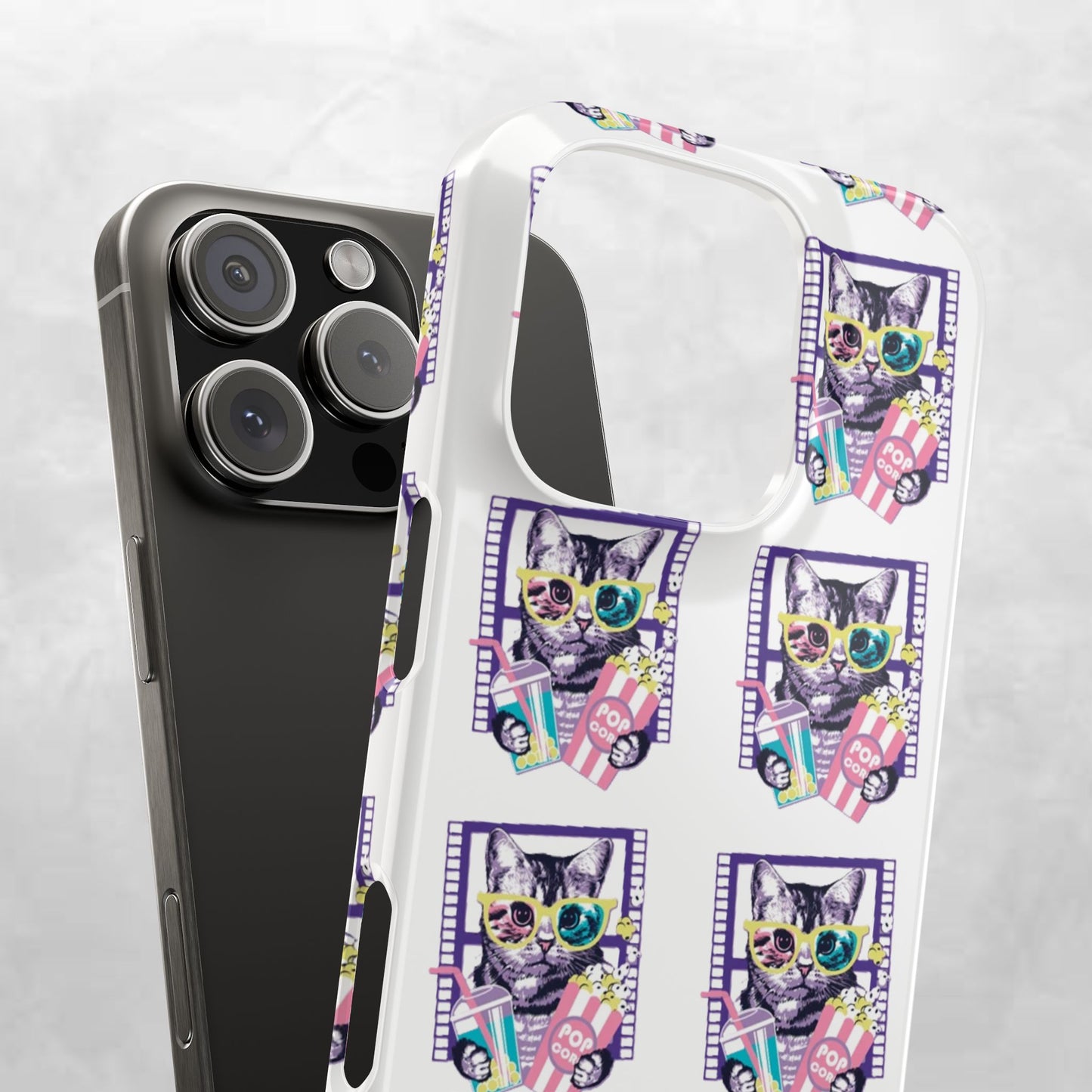 Cat Lover's Slim Phone Cases, Cute Cat Phone Covers, Pet-Themed Accessories, Gifts for Cat Lovers, Vibrant Patterned Cases