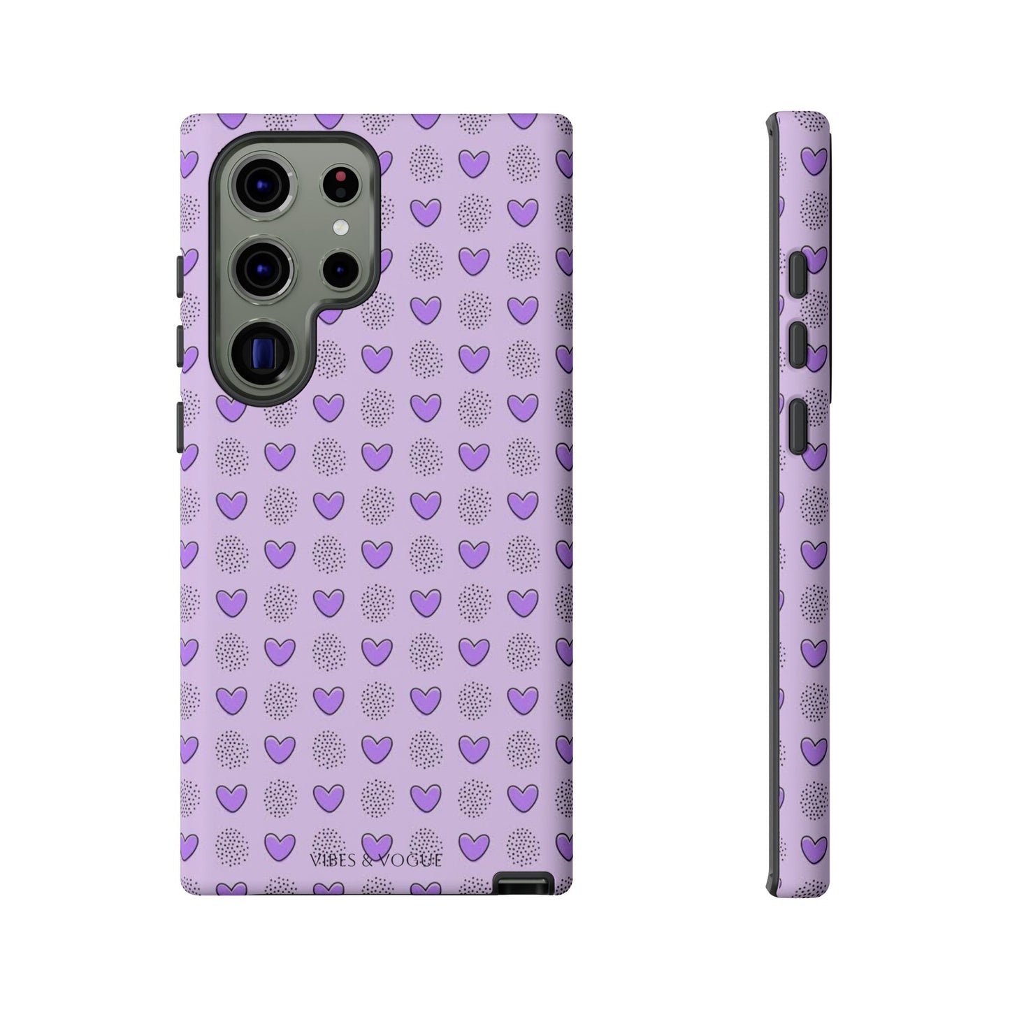 Purple Heart Pattern Phone Case - Tough Cases for a Stylish & Protective Vibe