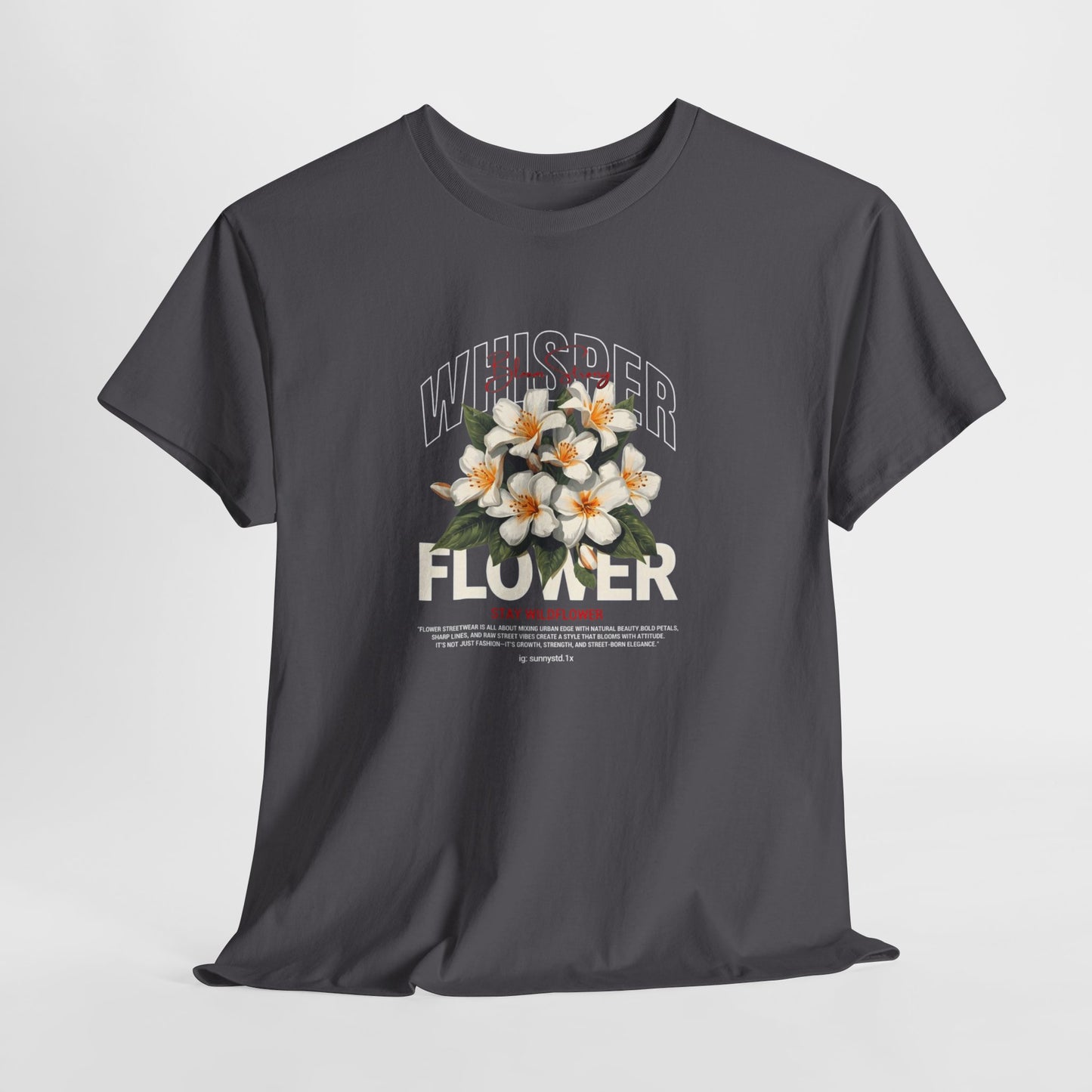 Floral "Whisper Flower" Graphic Tee — Vintage Plumeria Blossom Shirt