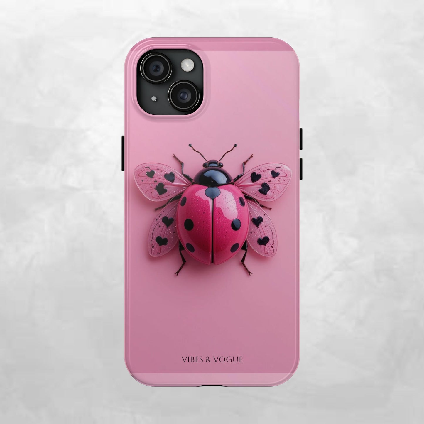 Pink Ladybug Tough Phone Case, Cute Phone Cover, Bug Lover Gift, Durable Smartphone Shell, Protective Tech Accessory