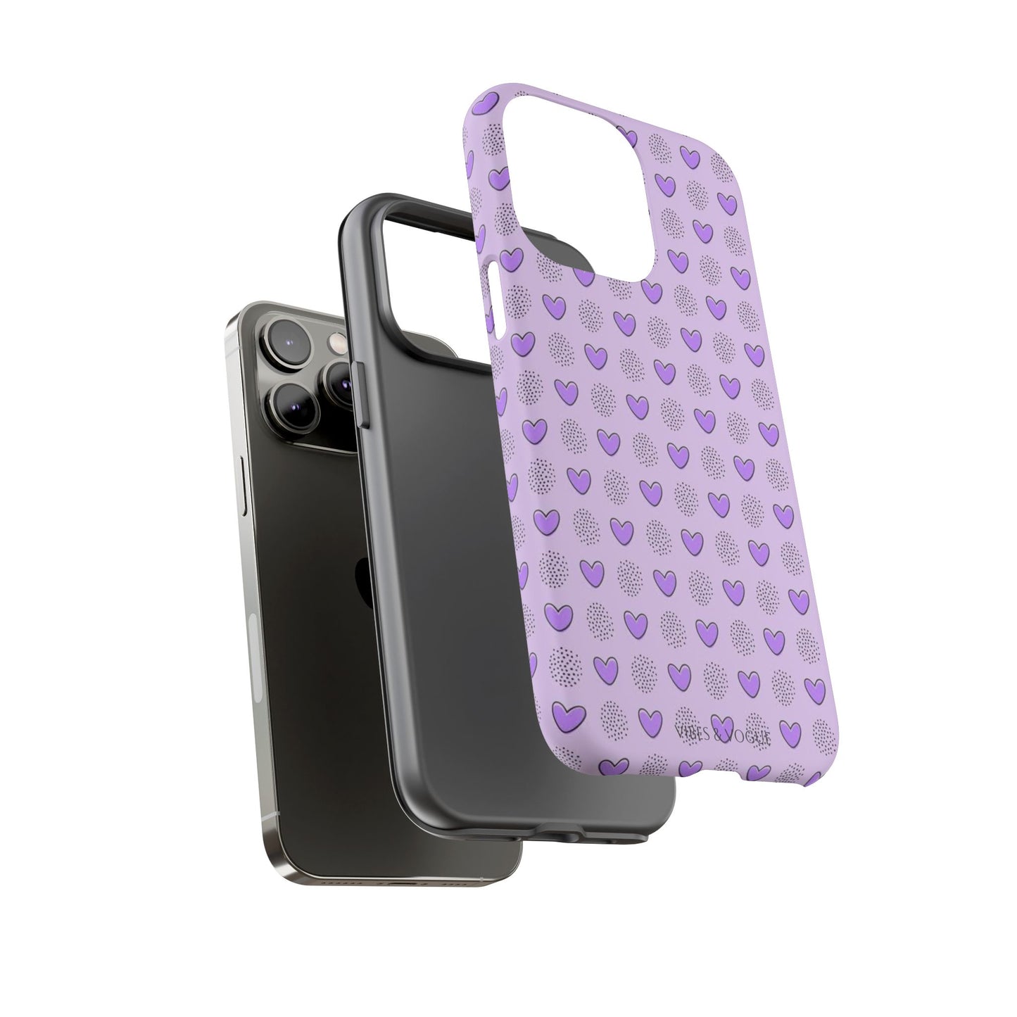 Purple Heart Pattern Phone Case - Tough Cases for a Stylish & Protective Vibe