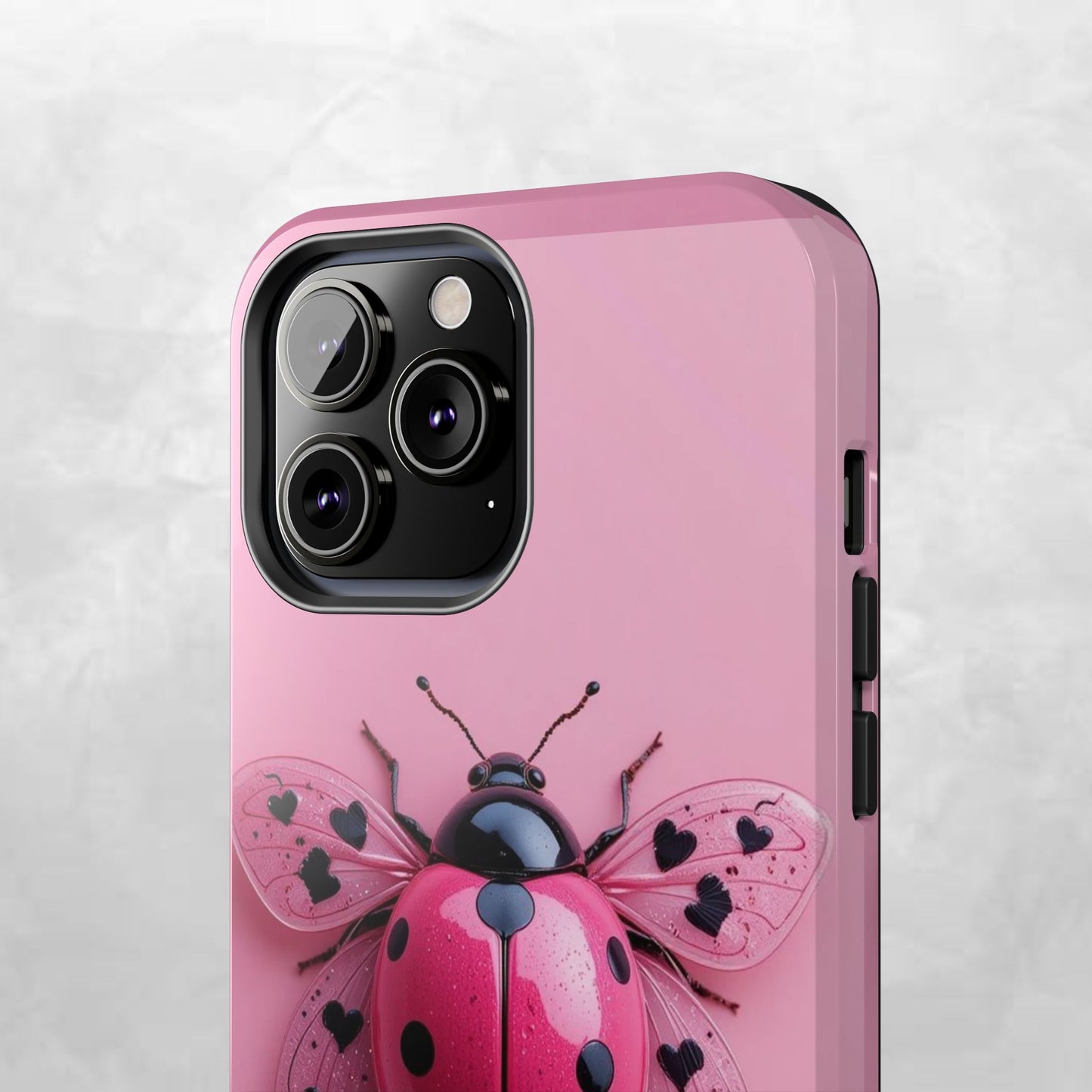 Pink Ladybug Tough Phone Case, Cute Phone Cover, Bug Lover Gift, Durable Smartphone Shell, Protective Tech Accessory