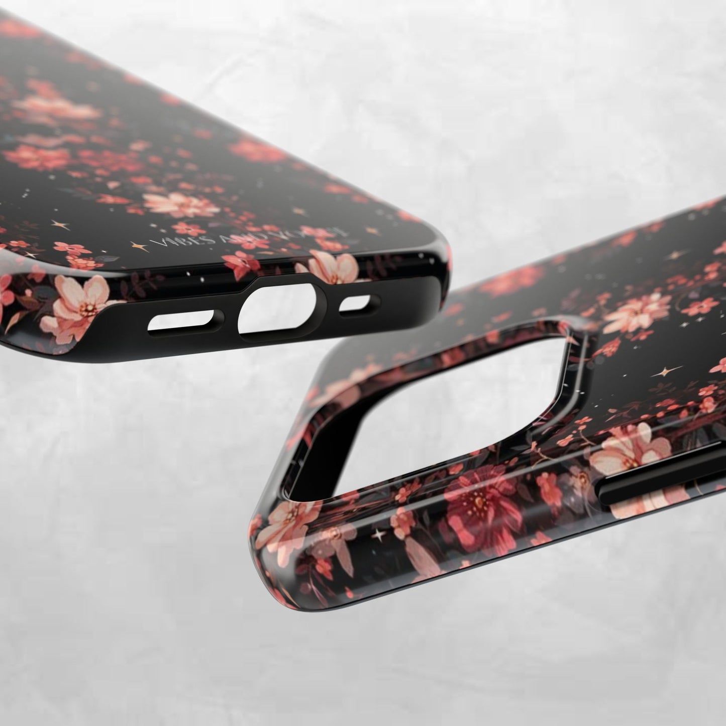 Floral Galaxy Phone Case – Dark Pink Blossom Tough Protective Case