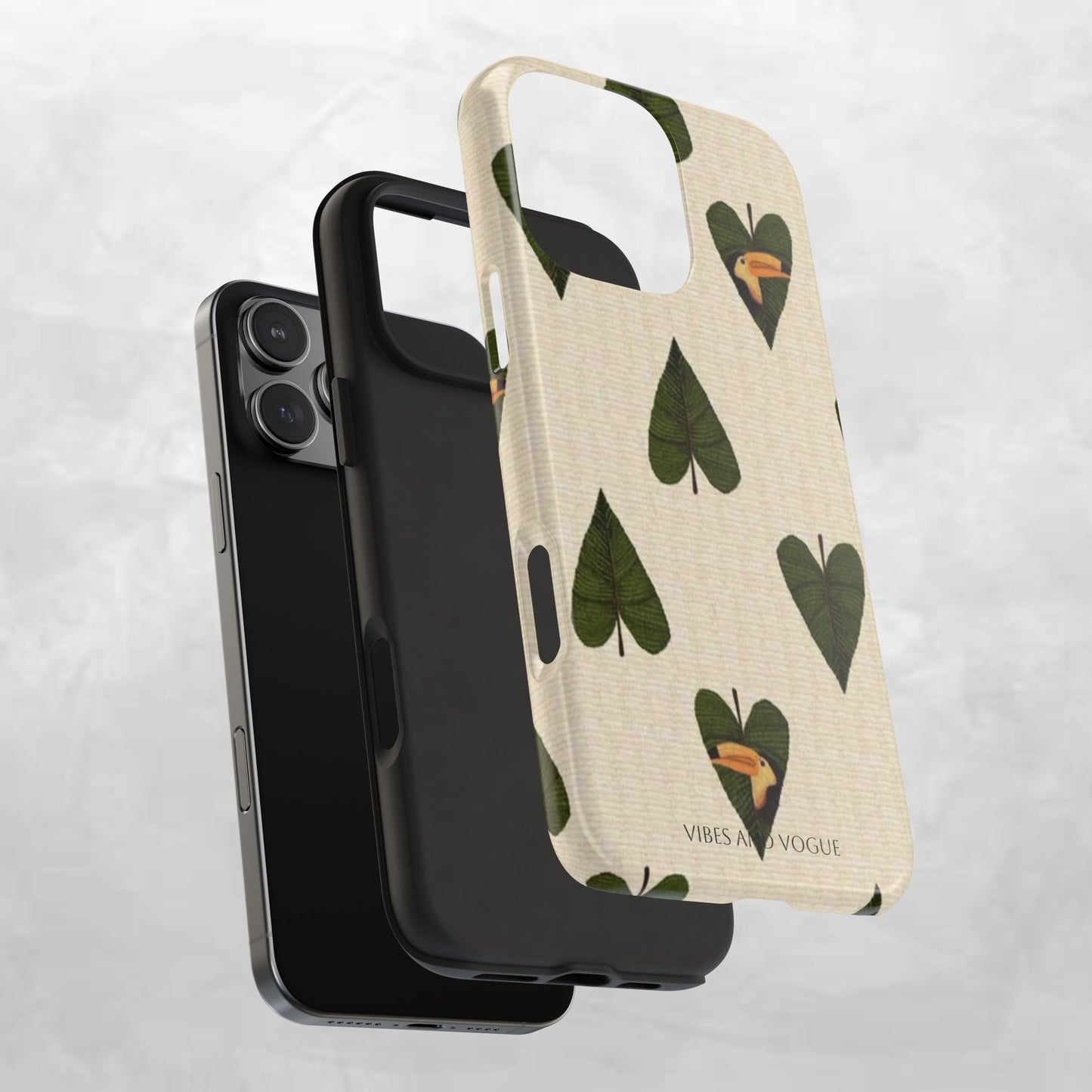 Tough Phone Case — Green Leaf Heart Pattern Tough Phone Case (Vibes and Vogue)