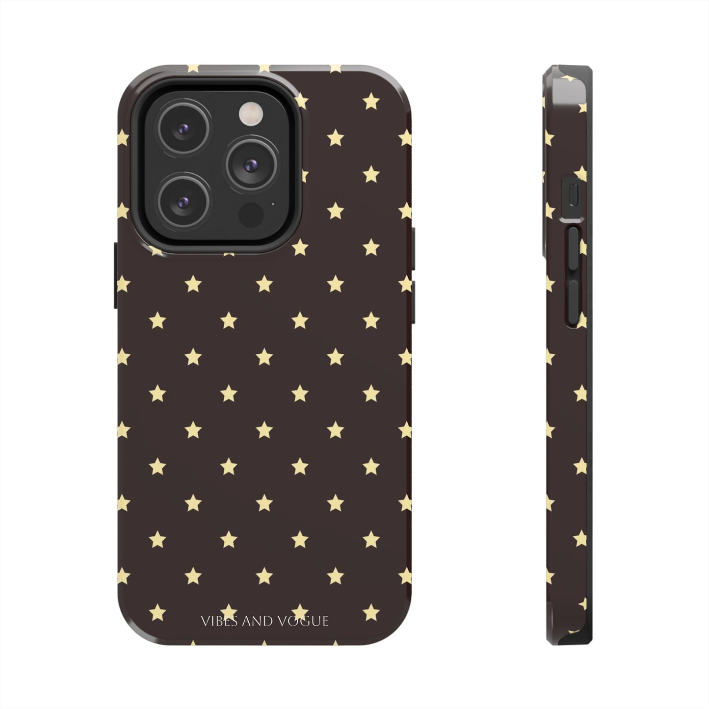 Star Pattern Tough Phone Case — Gold Stars on Chocolate Brown