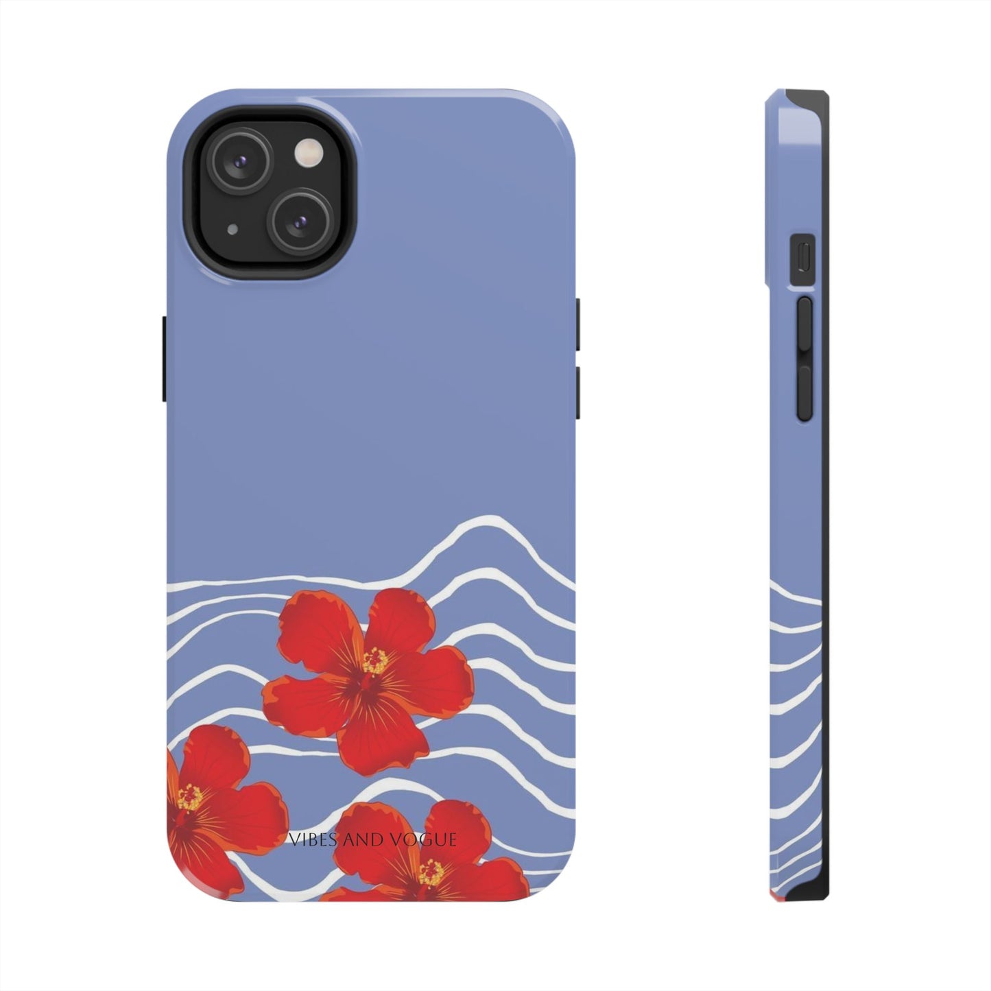 Tough Phone Case — Red Hibiscus Waves (Durable Protective Phone Cover)