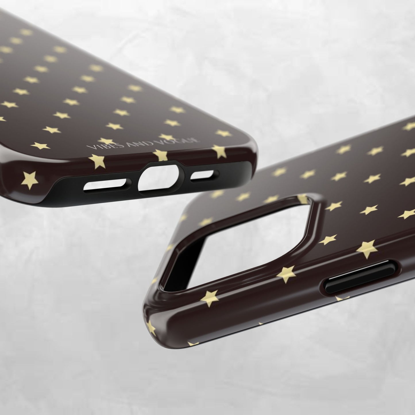 Star Pattern Tough Phone Case — Gold Stars on Chocolate Brown